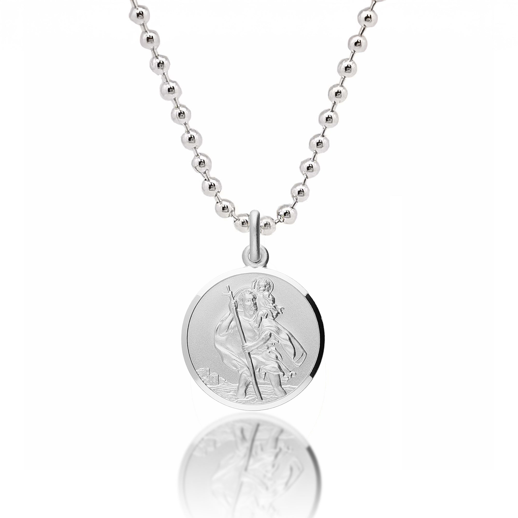 Classic St Christopher Necklace Sterling Silver 18mm – Scarlett