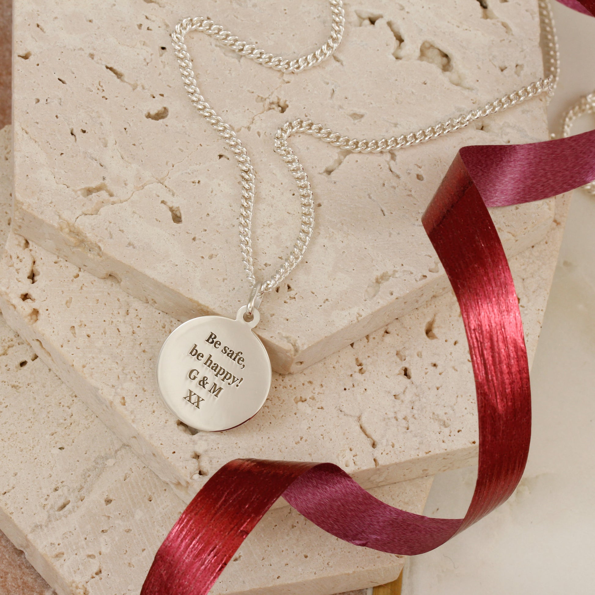 sterling silver saint christopher necklace on 2mm heavier curb chain with engraved back