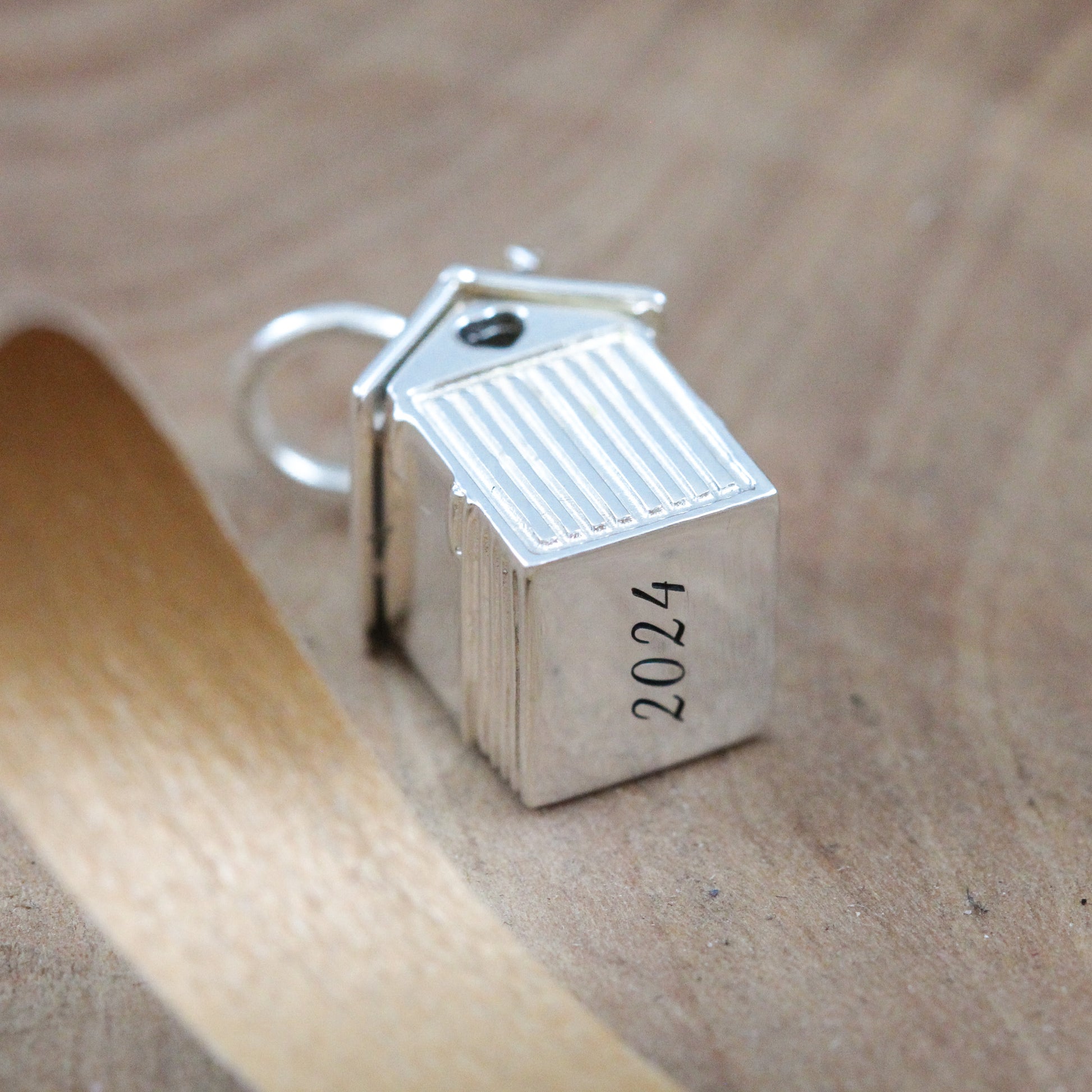 2024 beach hut silver charm engraved