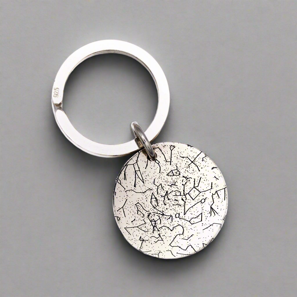 custom star map silver keyring