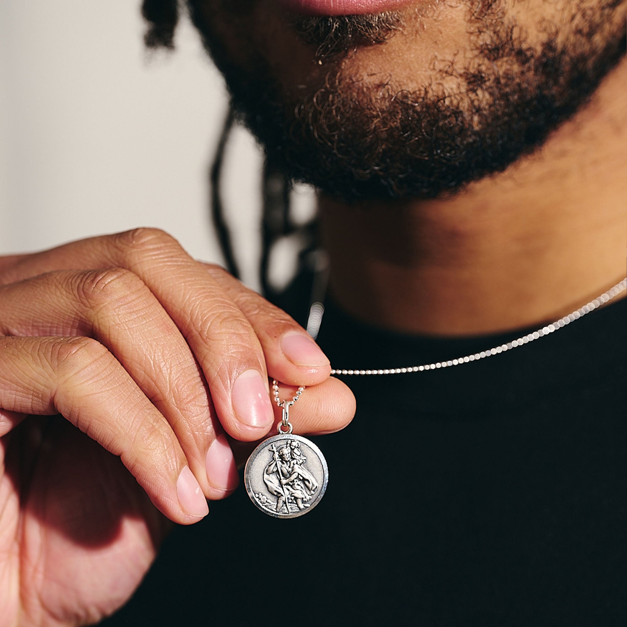 20mm vintage saint christopher on ball chain necklace