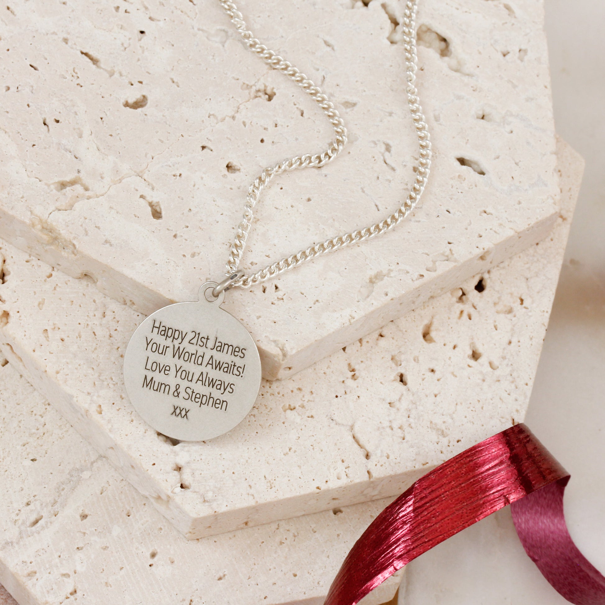 engraved vintage St Christopher with heavier curb chain 2mm