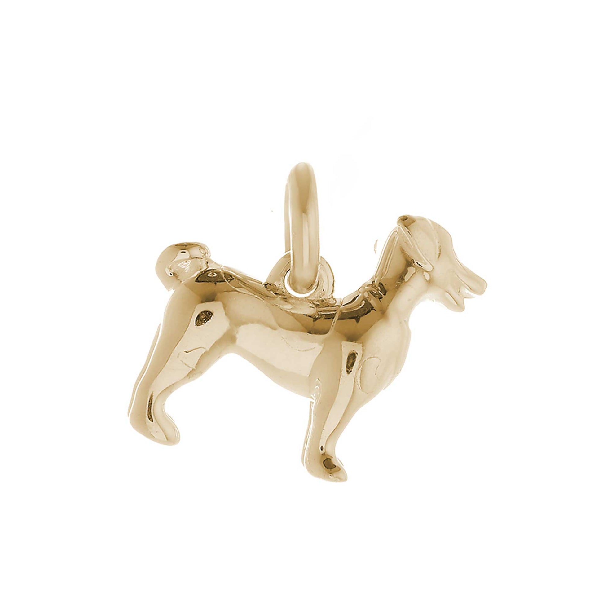 Solid 9ct gold Jack Russell Terrier charm with tiny bandana, perfect for a charm bracelet or necklace.