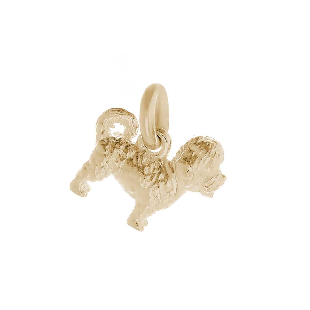Solid 9ct gold Maltipoo charm with tiny bandana (optional), perfect for a charm bracelet or necklace.