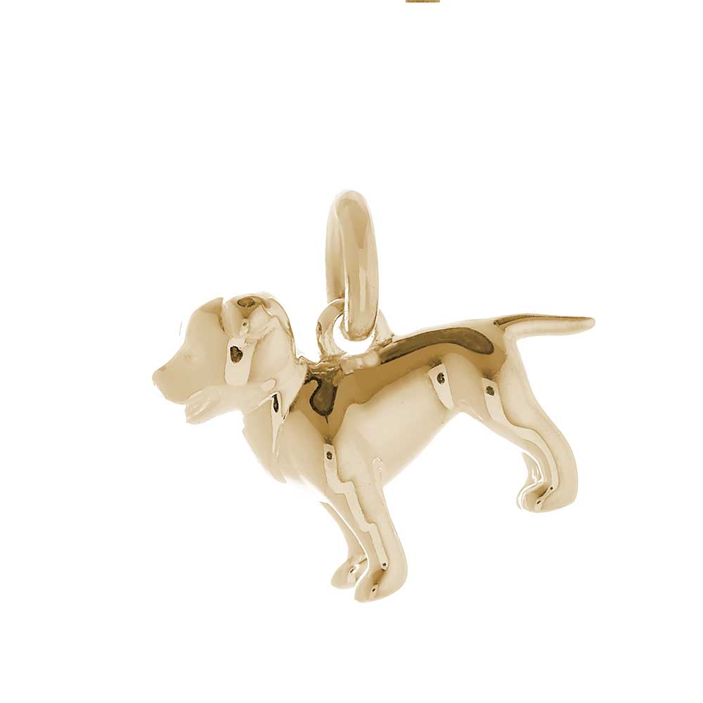 Solid 9ct gold Staffordshire Bull Terrier charm with tiny bandana (optional), perfect for a charm bracelet or necklace.