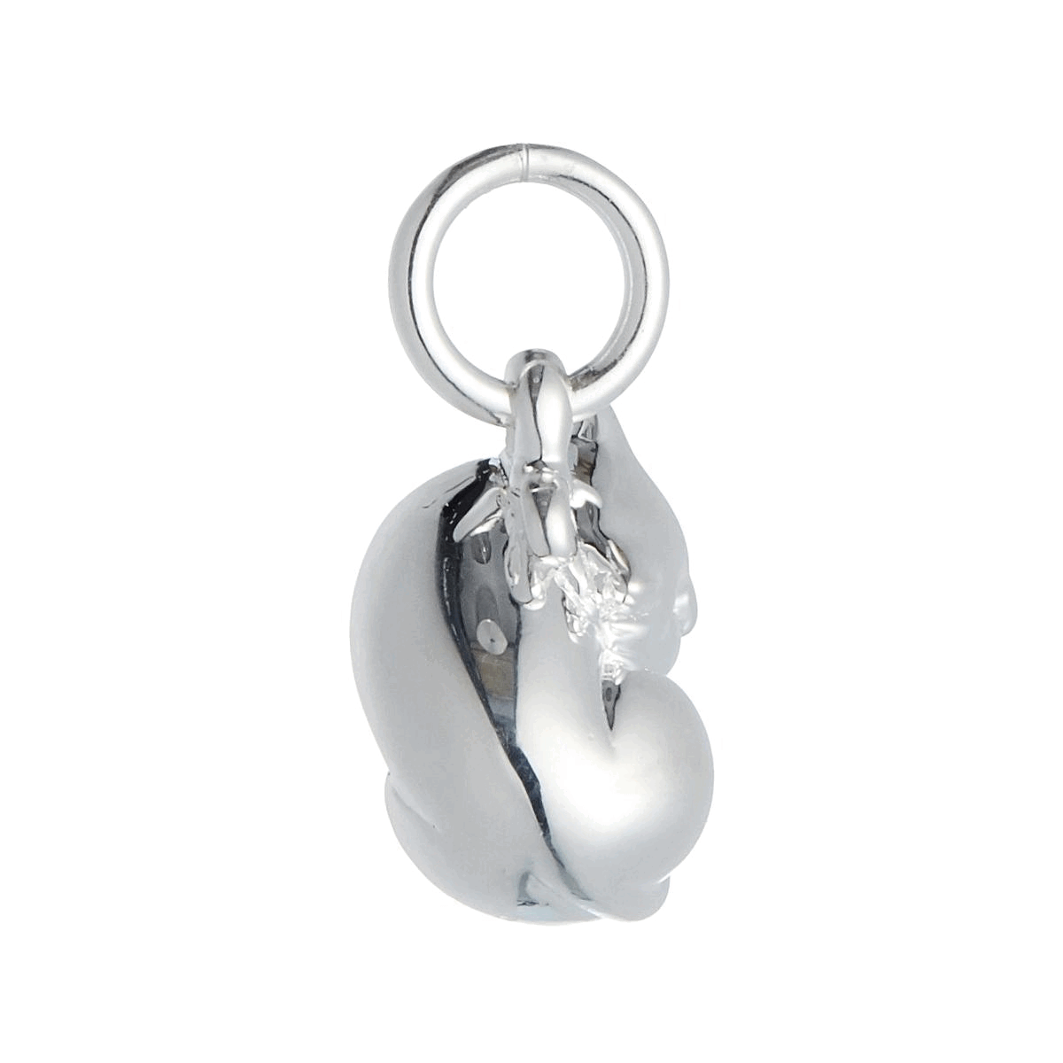 solid silver sleeping cat charm