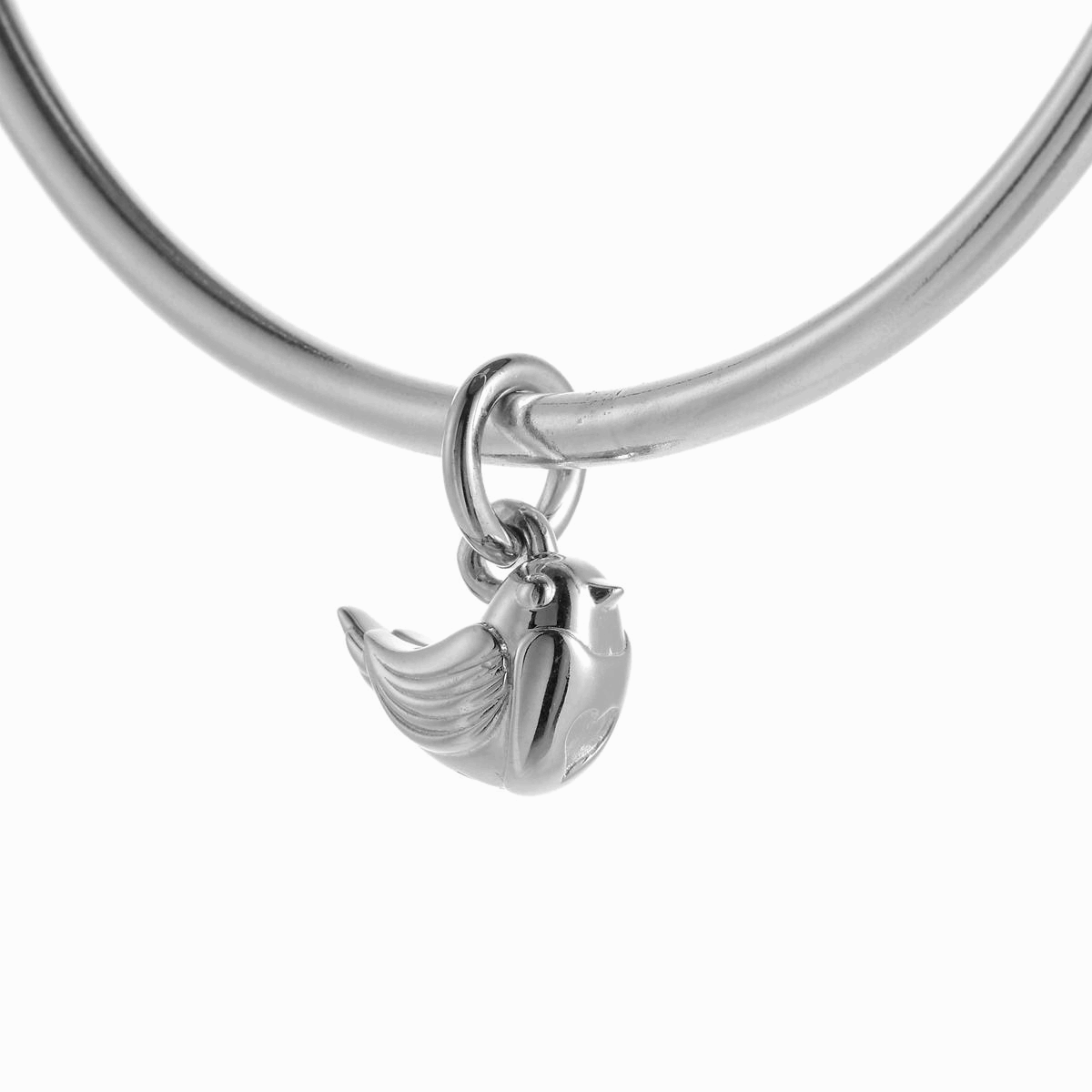 solid silver robin redbreast bangle bracelet
