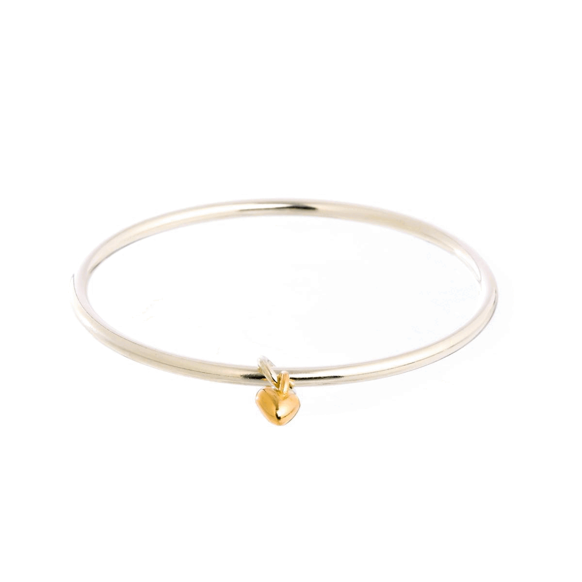 silver & solid gold heart charm bangle scarlett jewellery UK