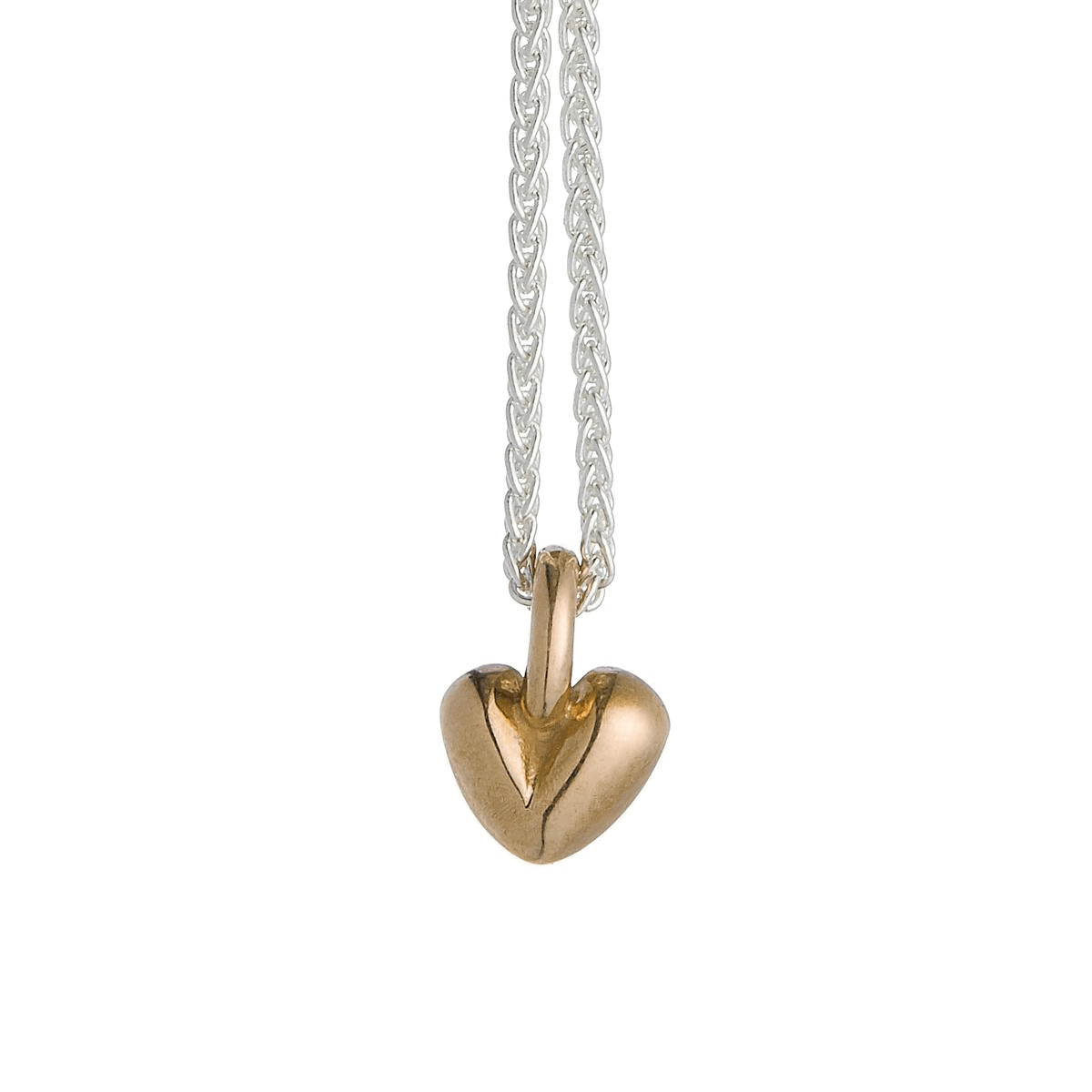 silver & solid recycled gold necklace tiny heart pendant