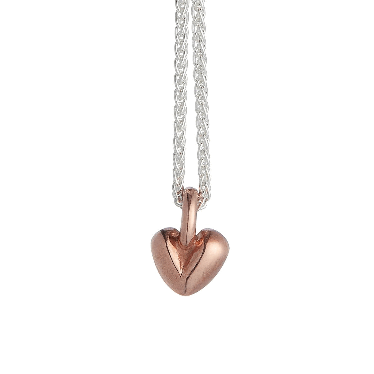 silver & recycled rose gold small heart pendant