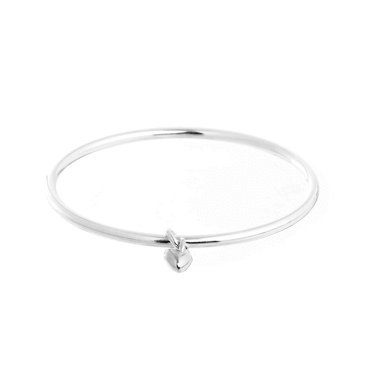 silver solid heart charm bangle scarlett jewellery UK