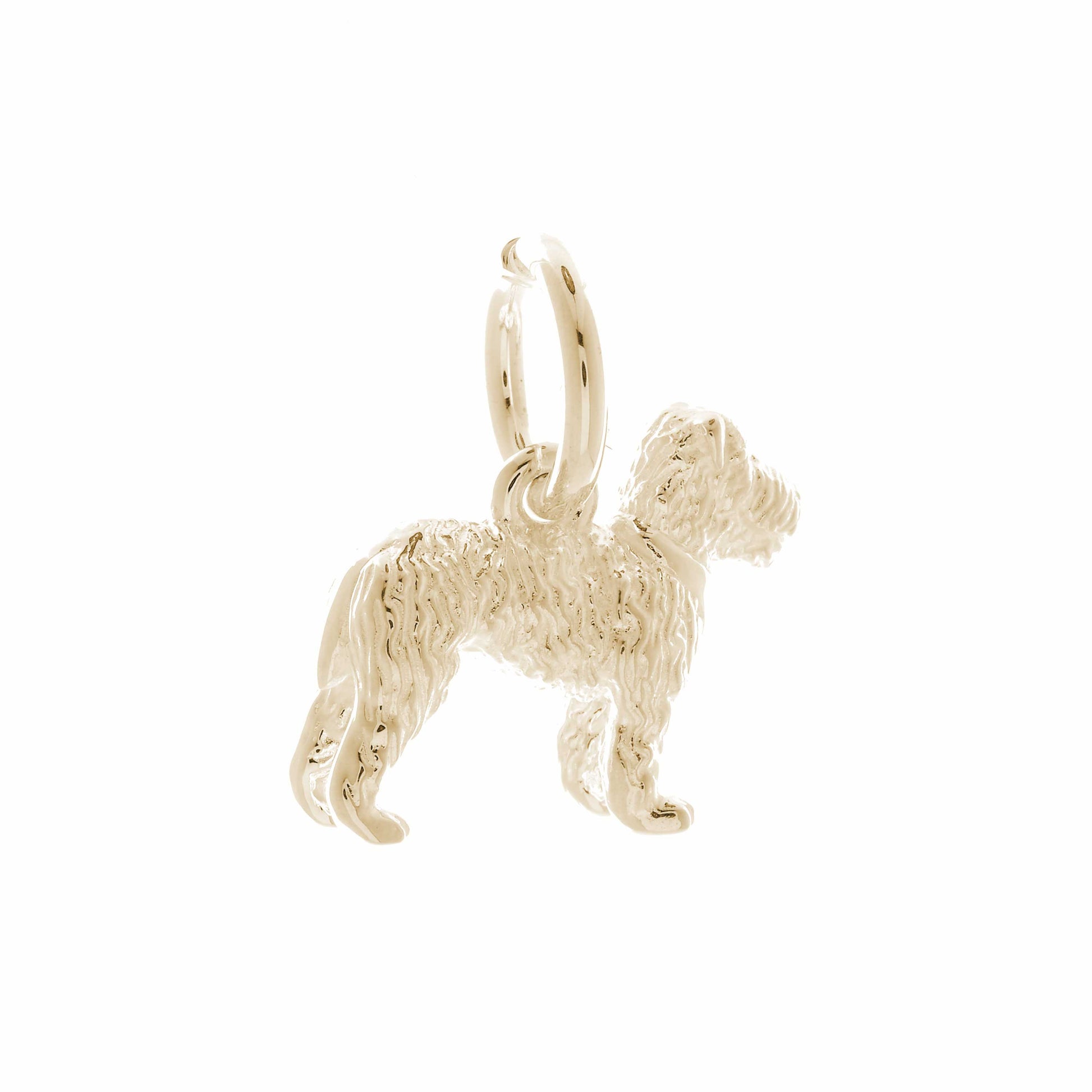 Solid 9ct gold Fox Terrier charm with tiny bandana, perfect for a charm bracelet or necklace.