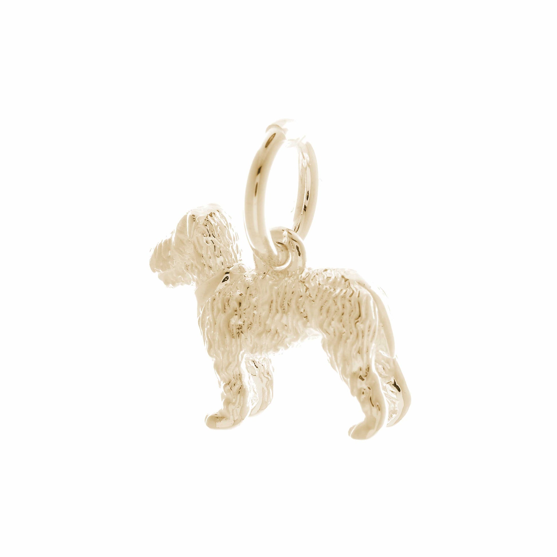 Solid 9ct gold Fox Terrier charm with tiny bandana, perfect for a charm bracelet or necklace.
