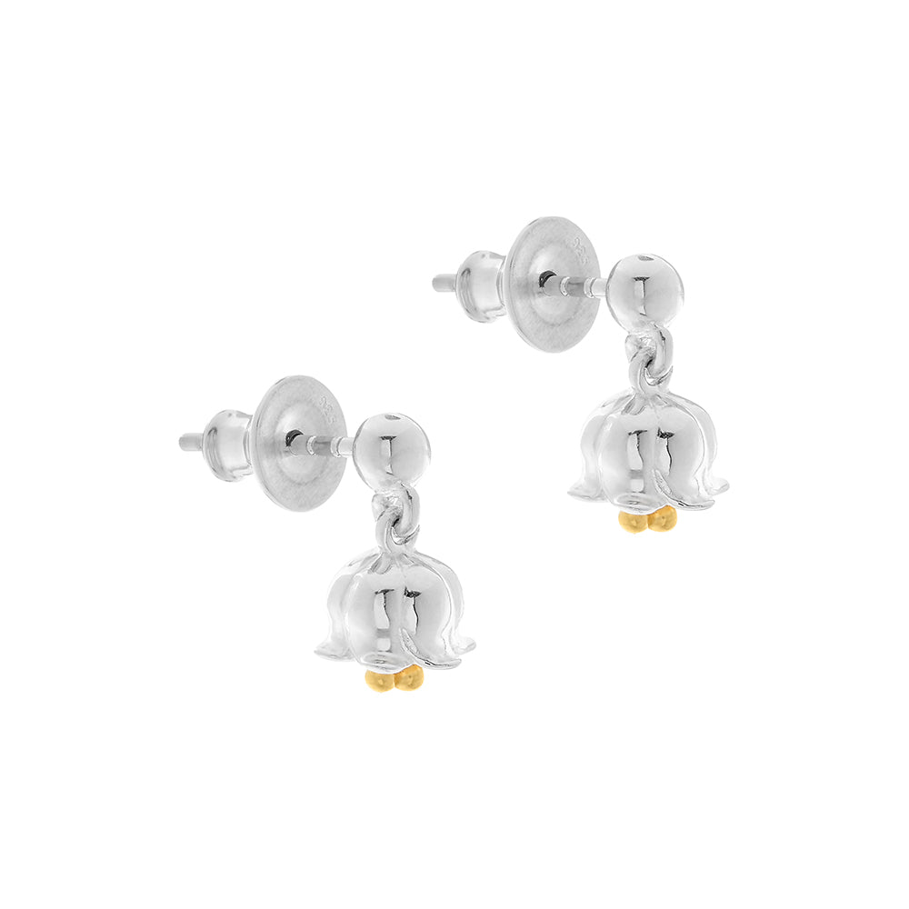silver & gold vermeil lily of the valley flower earrings