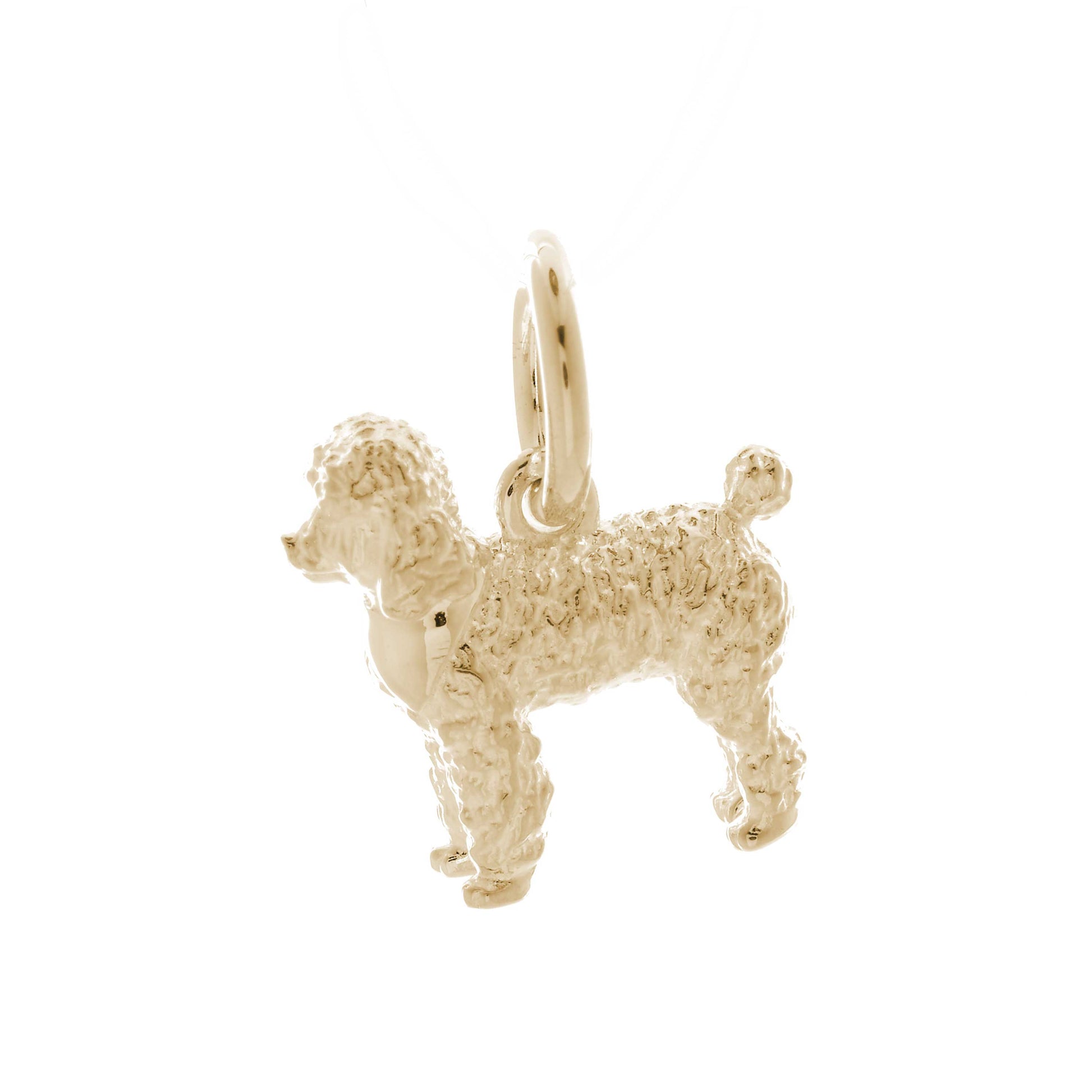 Solid 9ct gold Poodle charm with tiny bandana (optional), perfect for a charm bracelet or necklace.