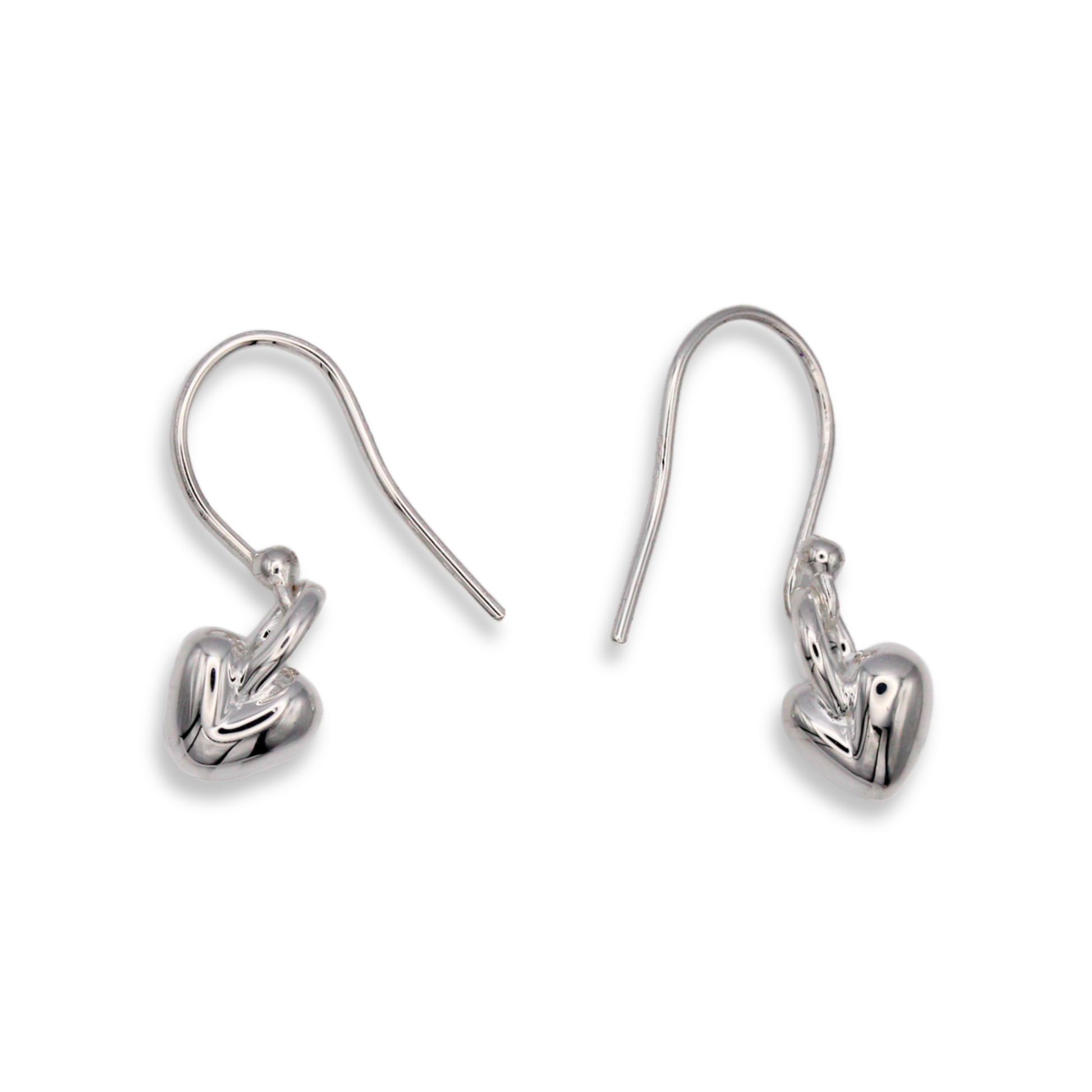 silver heart hook earrings