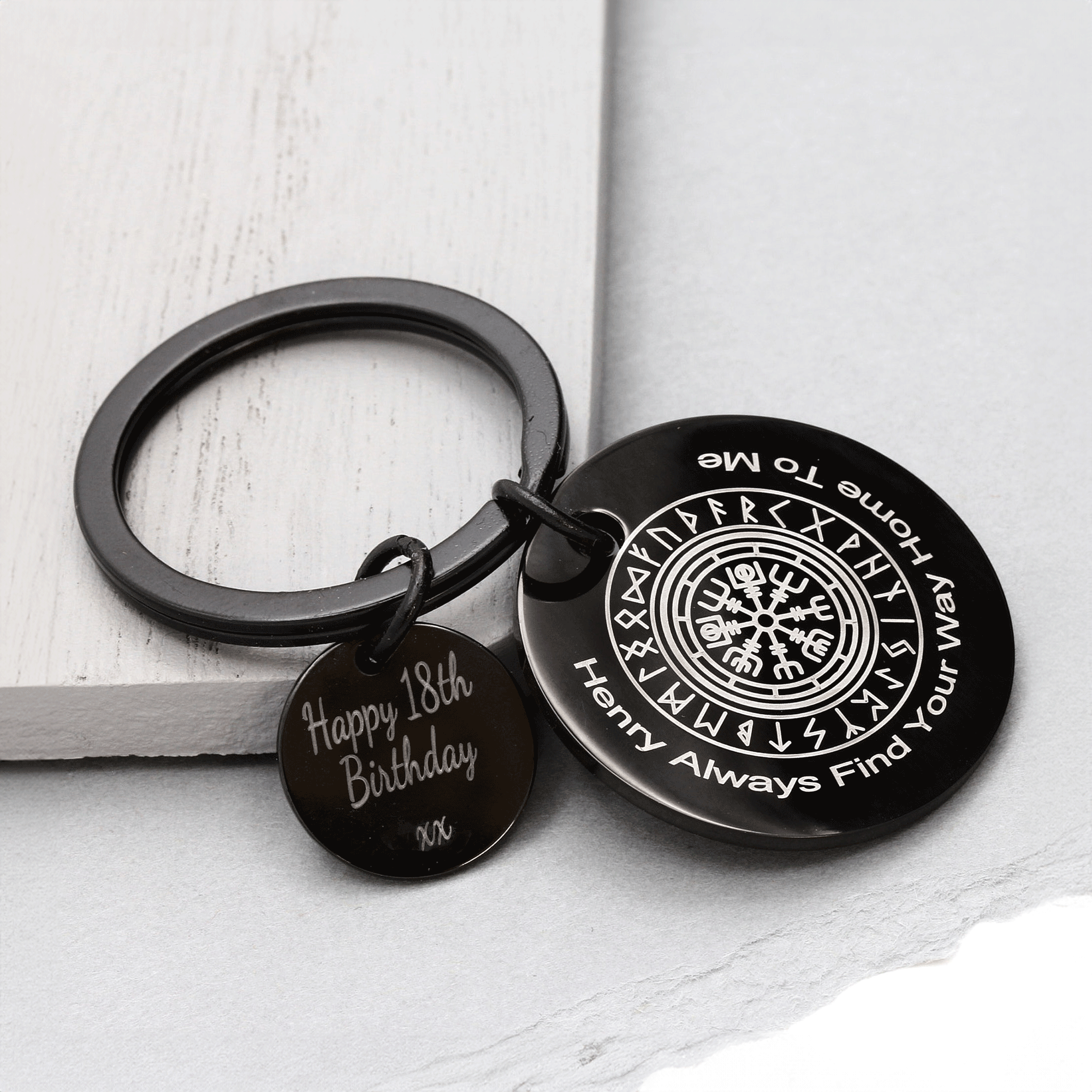viking vegvisir travel rune personalised keyring gift for 18th birthday