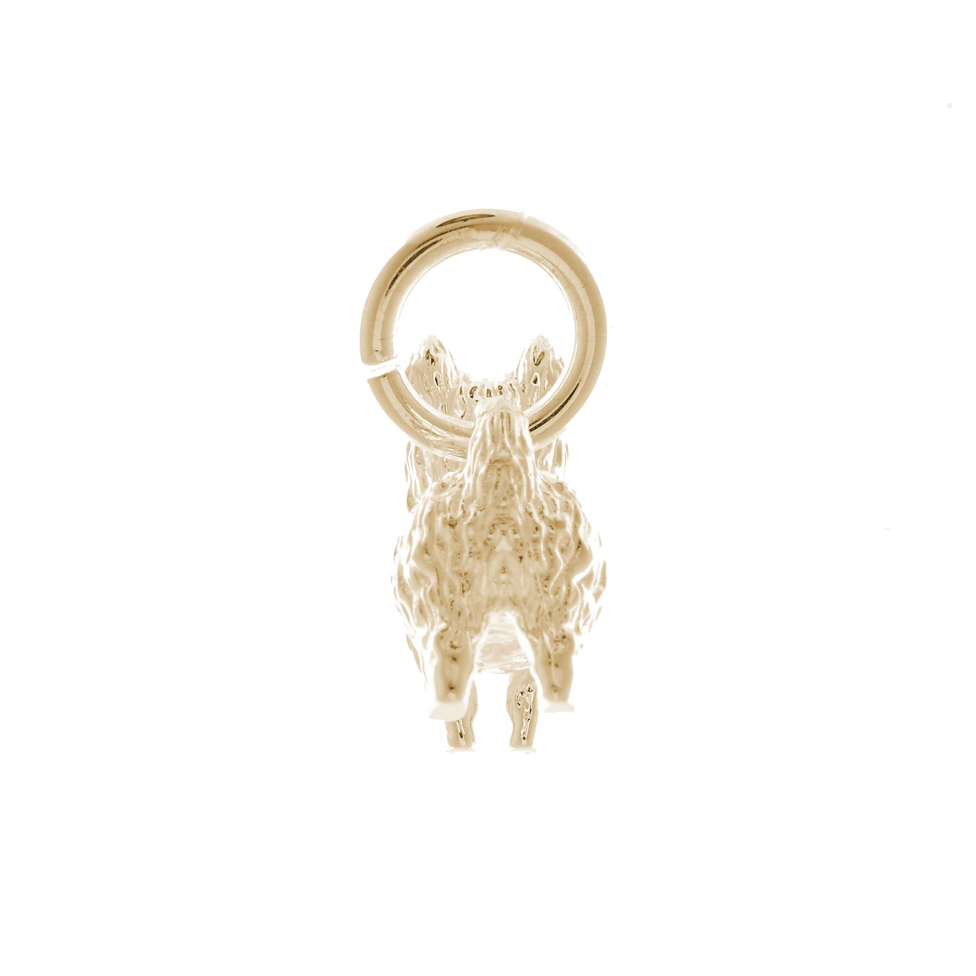 back tail view of solid gold westie charm