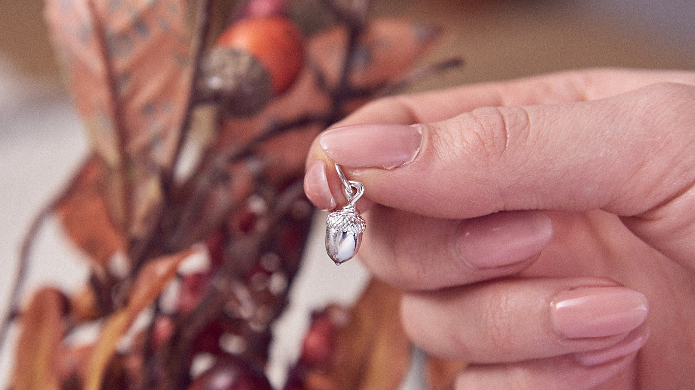 Load video: Silver acorn charm