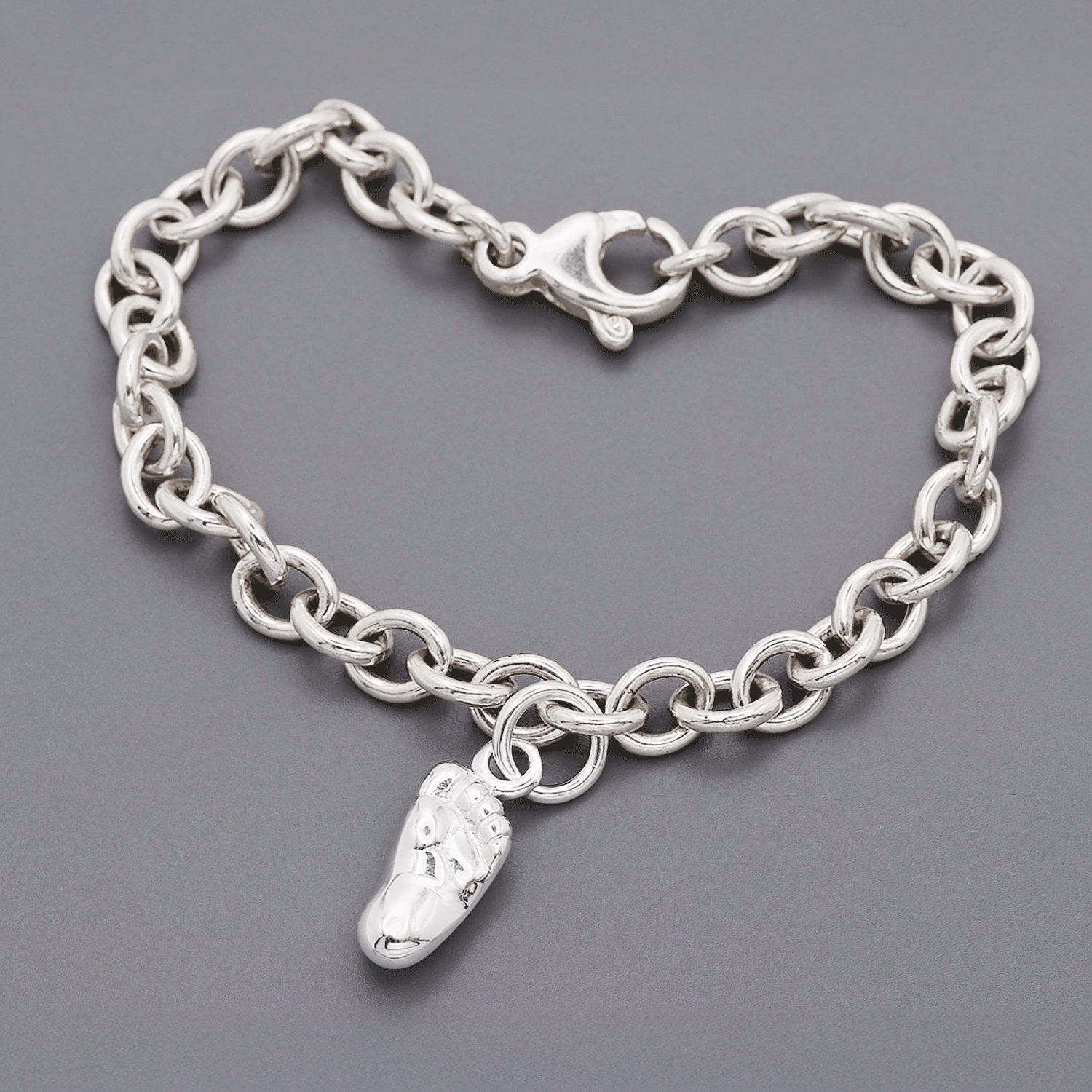 baby foot silver charm bracelet