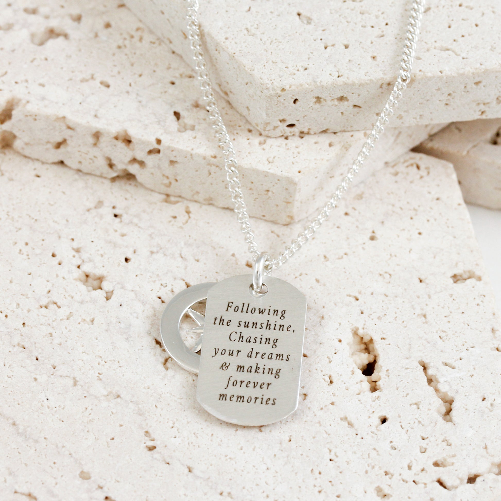 back of matte finish dog tag necklace