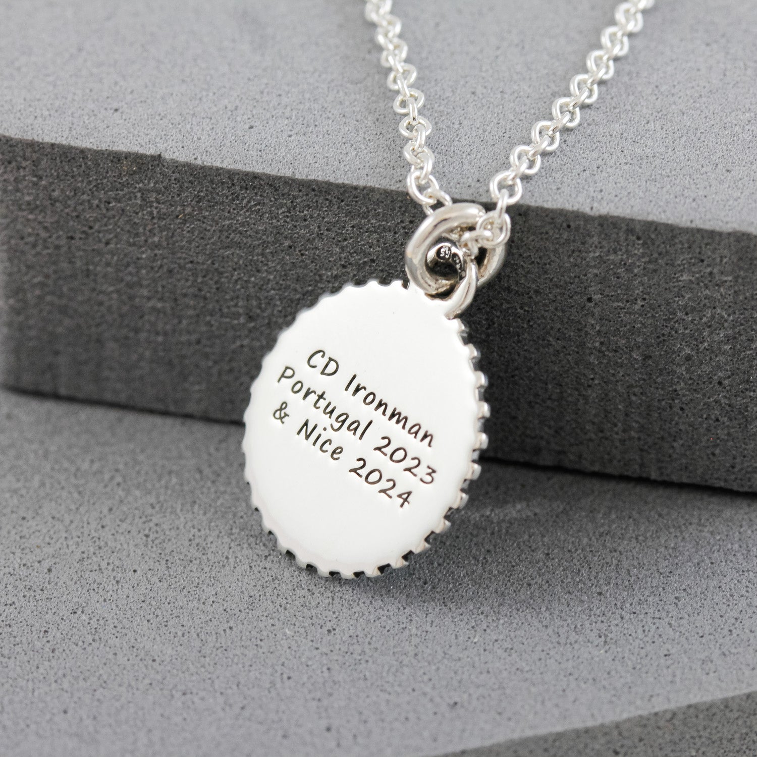 small mens triathlon swimmer cyclist runner marathon necklace gift for son husband boyfriend on trace chain