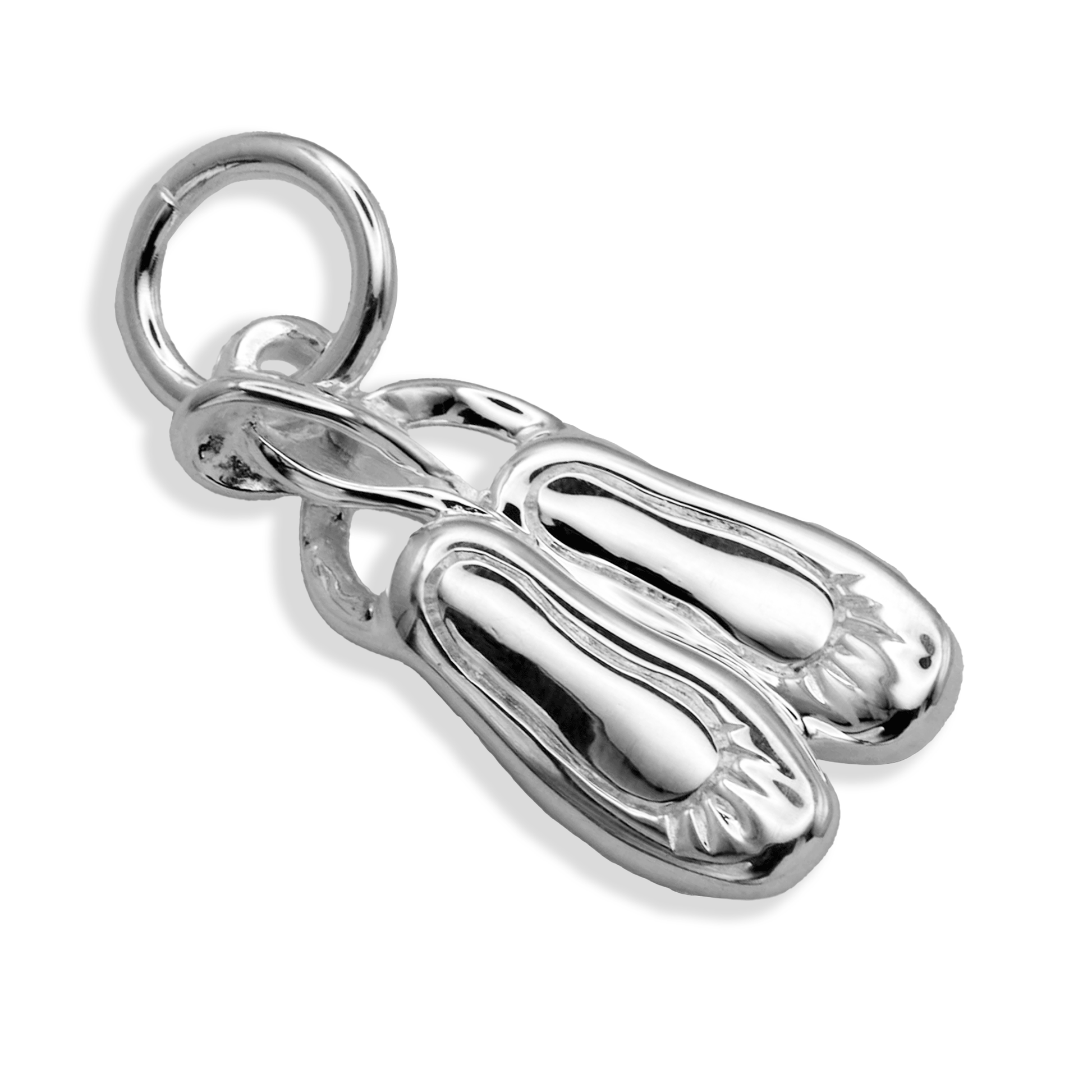 back of silver ballet shoes charm detail