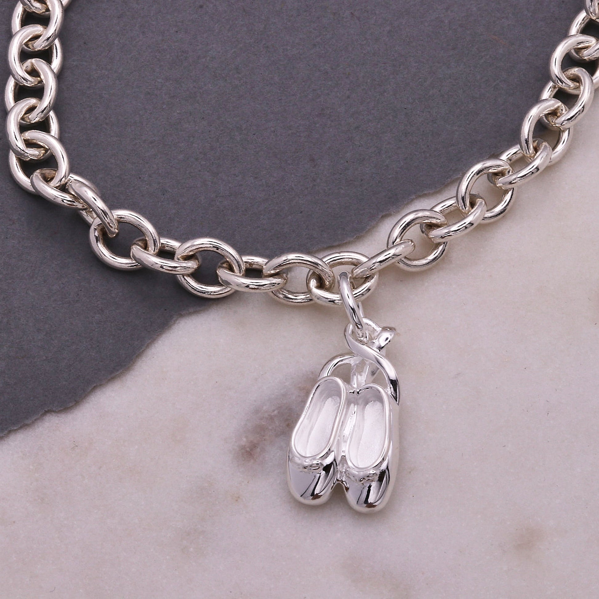ballet shoes silver charm charm bracelet