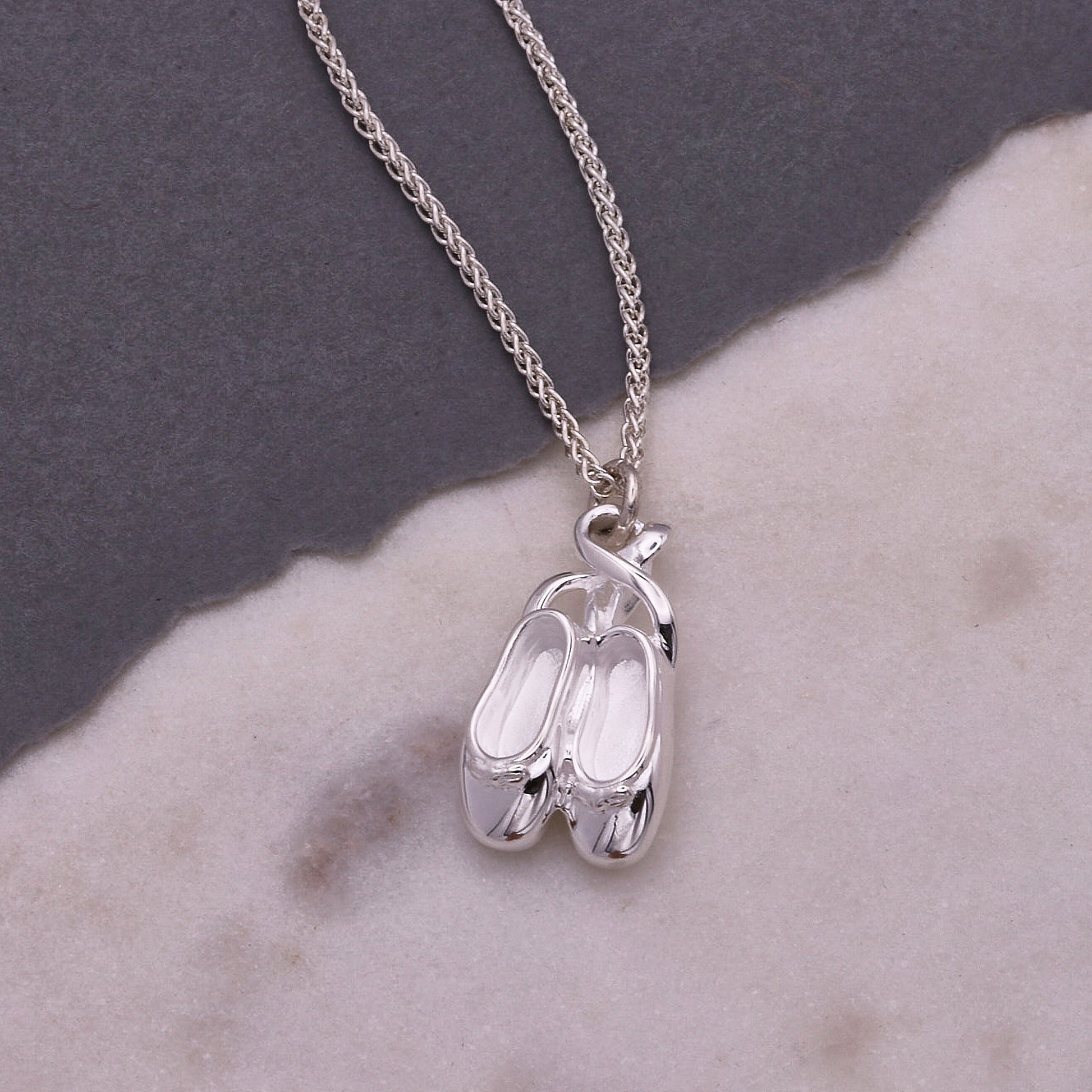 ballet shoes silver charm necklace