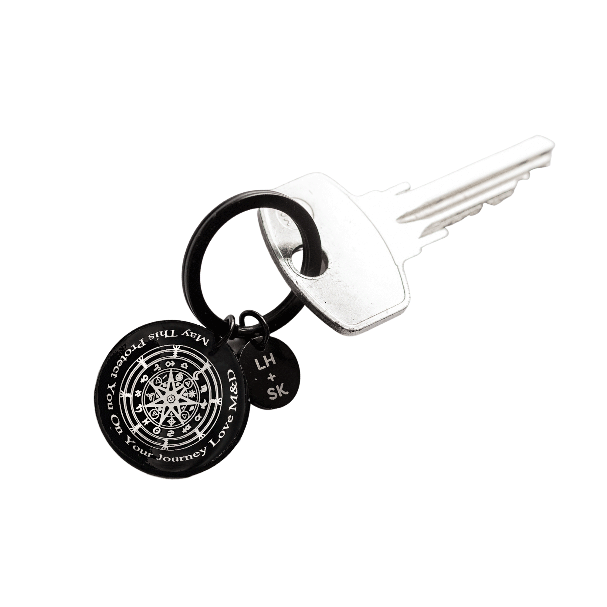 protection wiccan symbol keyring personalised 25mm