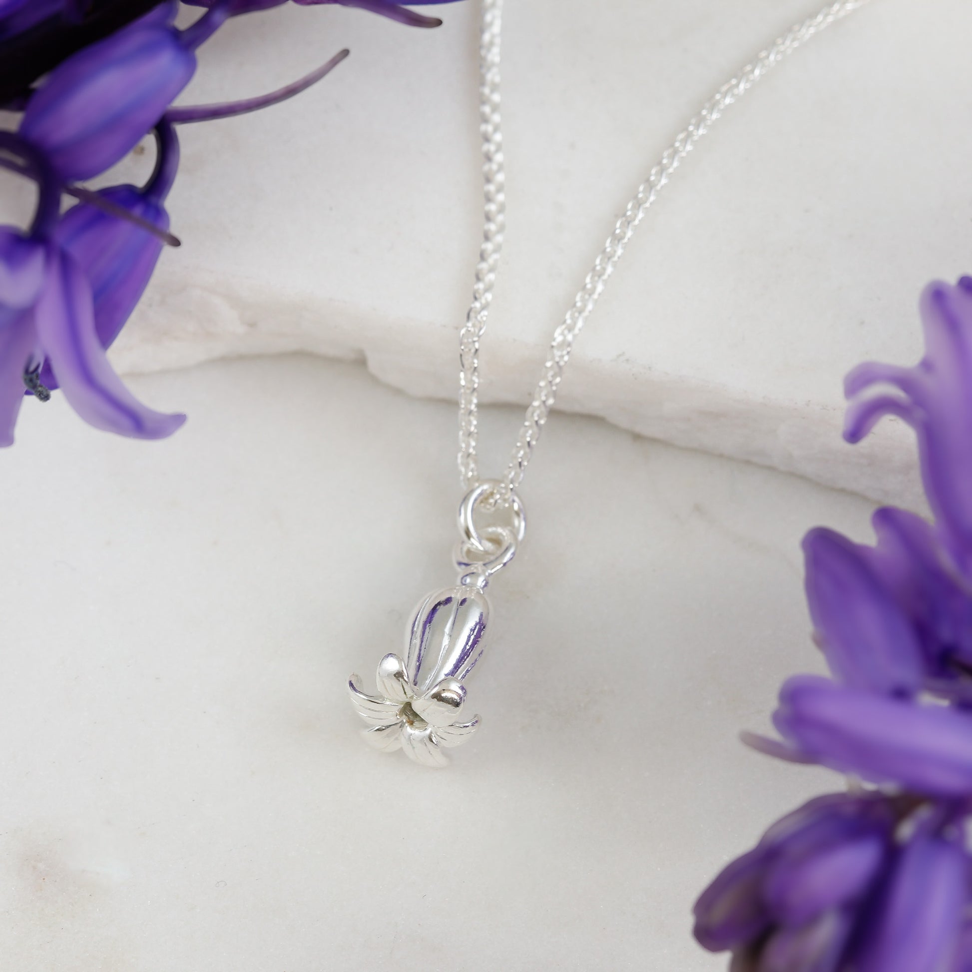 bluebell flower silver charm necklace