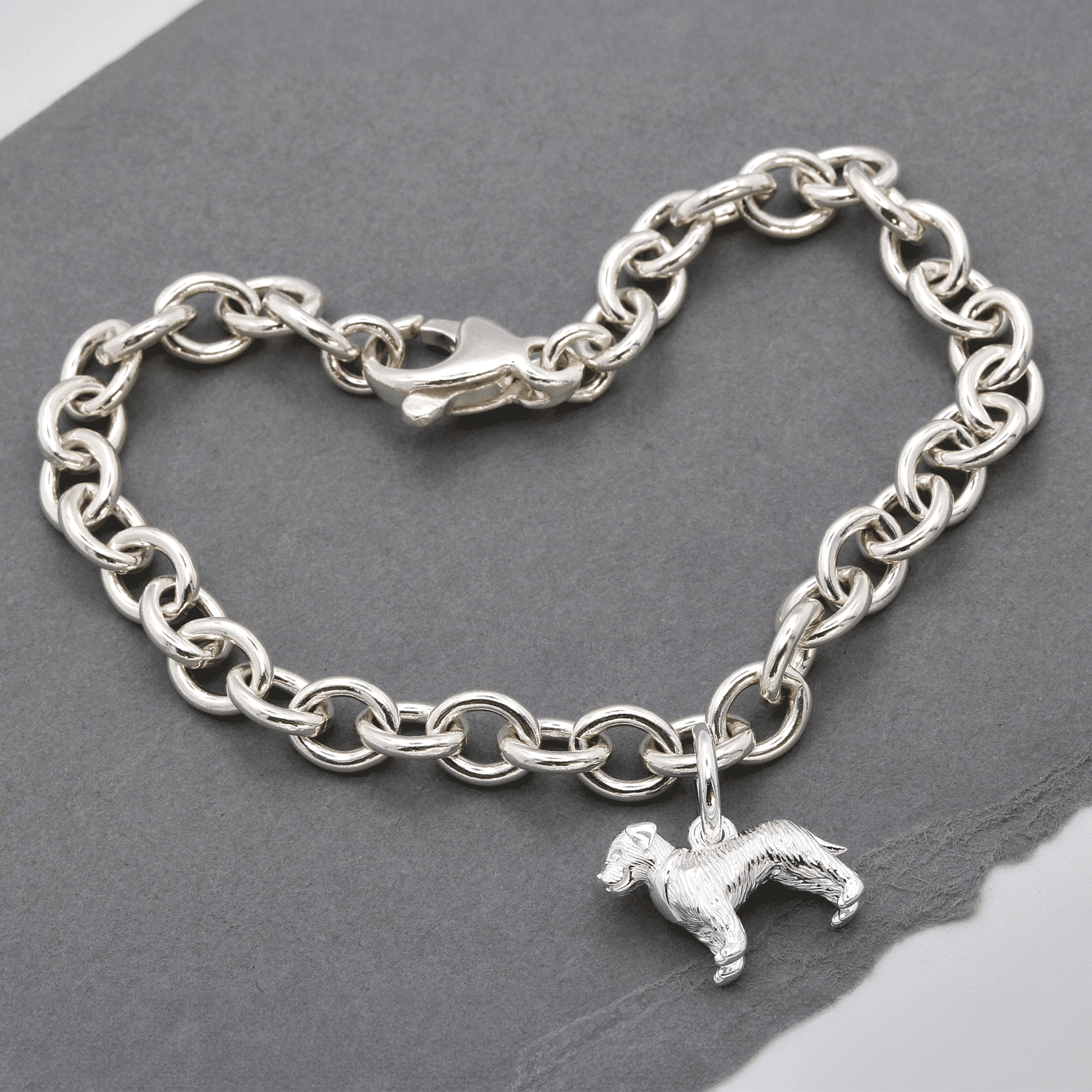 border terrier silver charm bracelet