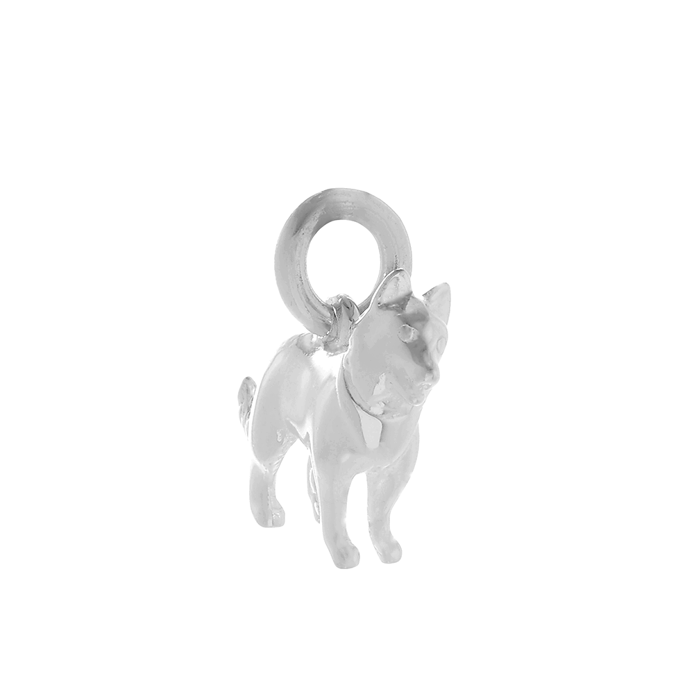 solid silver border collie dog charm for bracelet