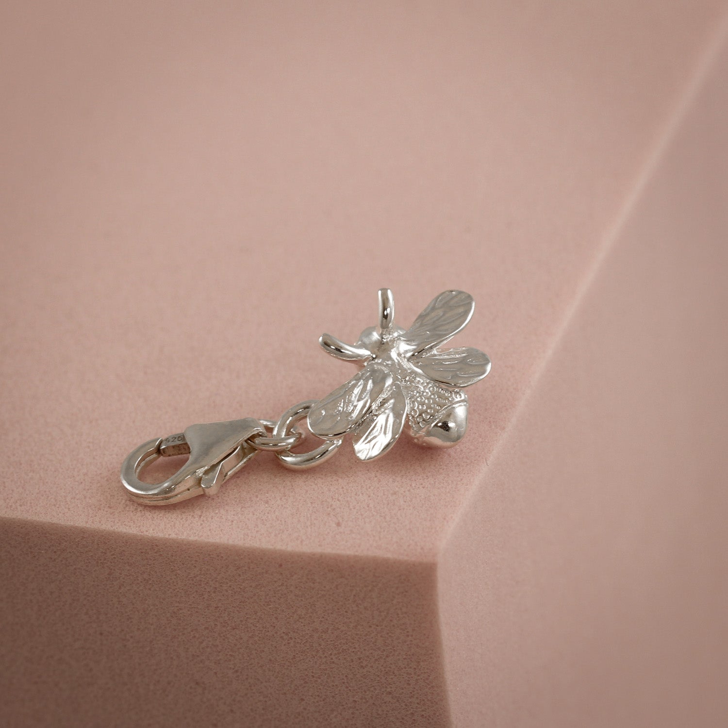 silver bee charm with clip on clasp