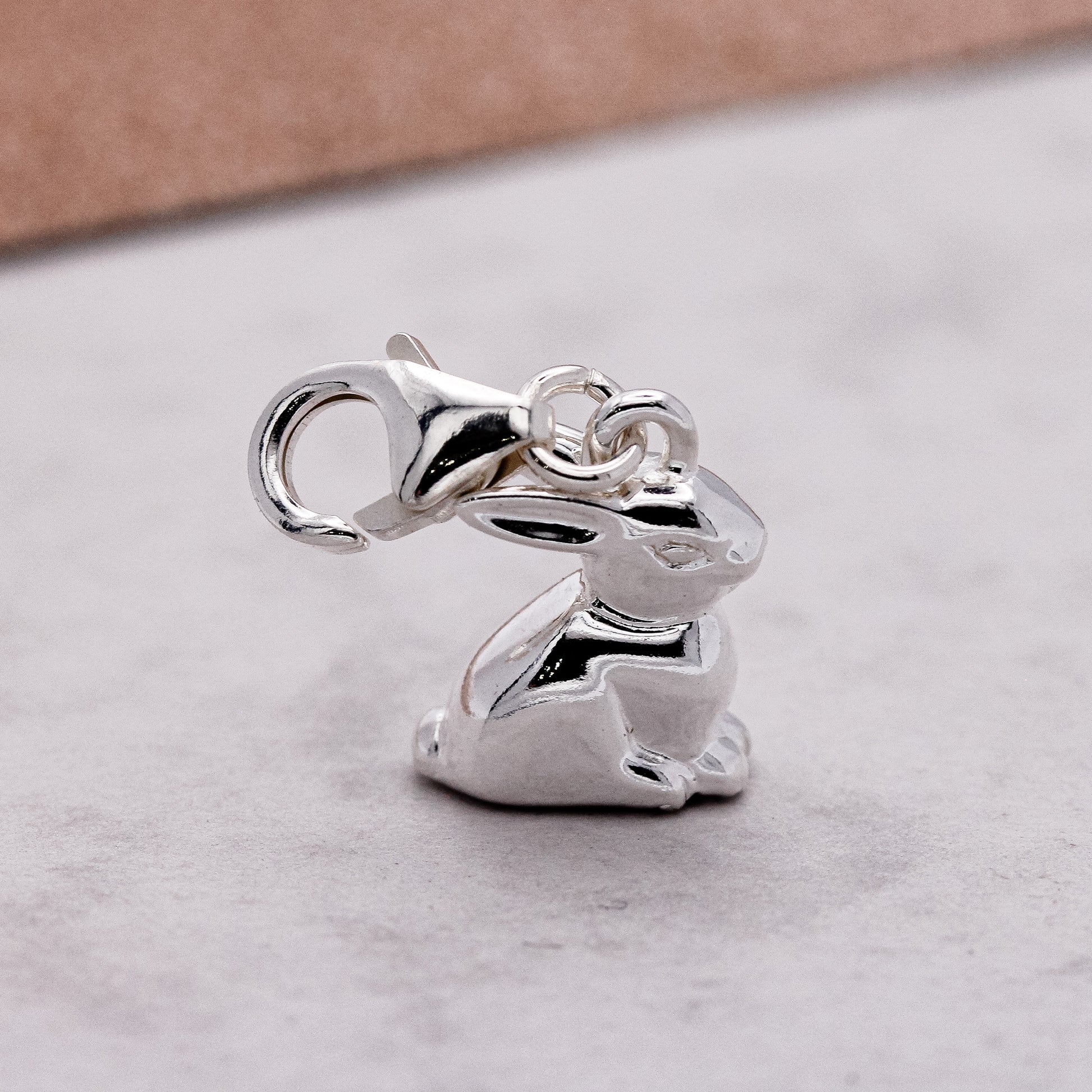 sterling silver bunny rabbit charm with clip clasp
