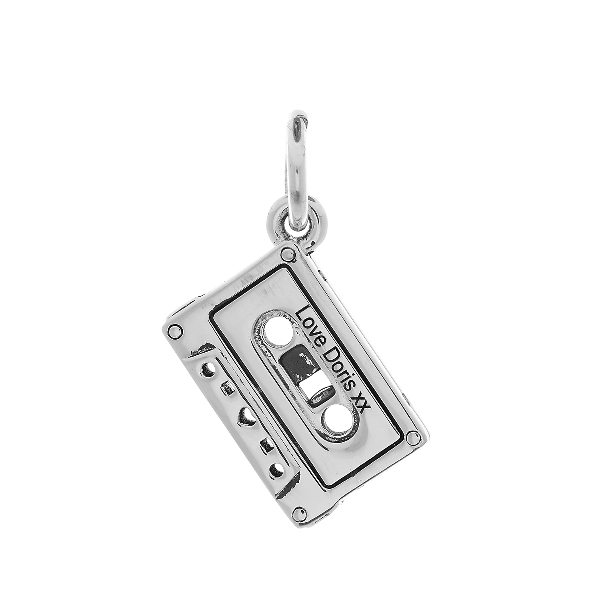 vintage cassette tape silver charm engraved Love Doris mixtape gift