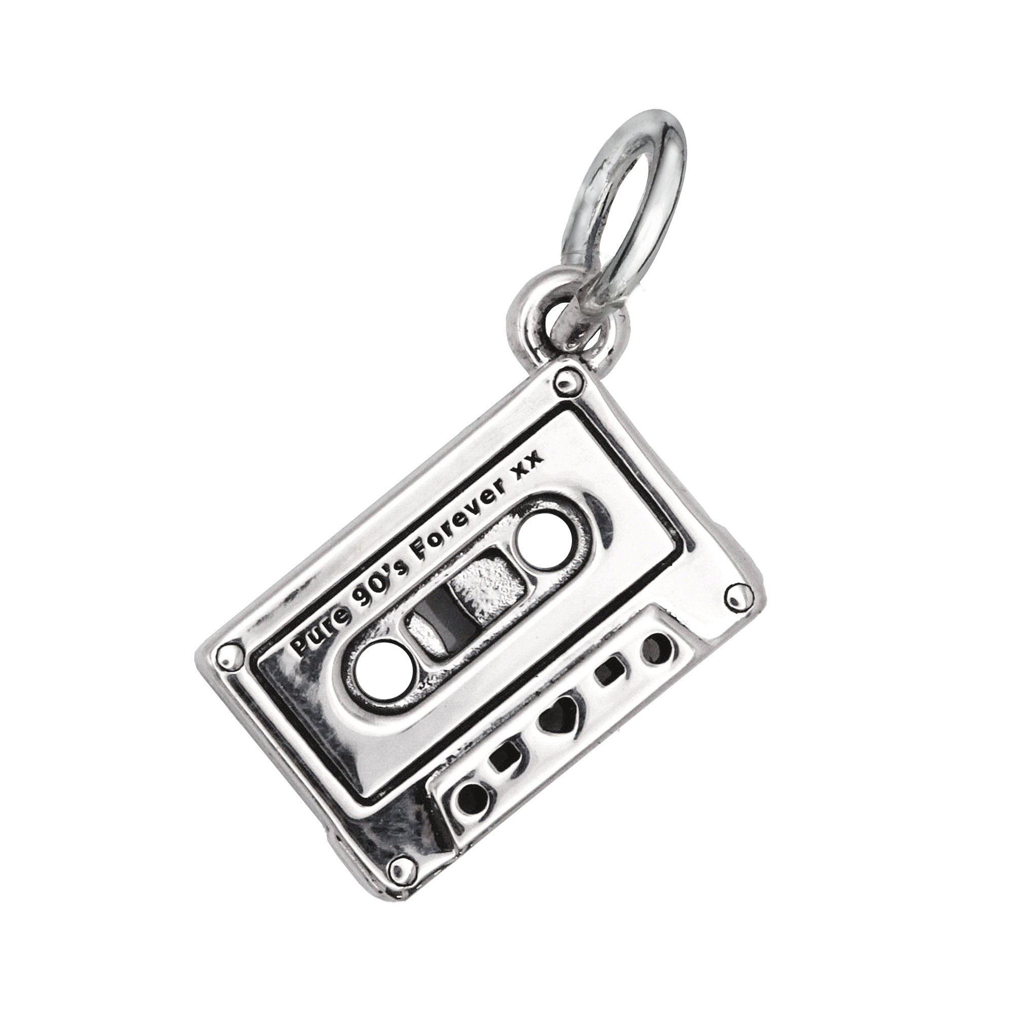 silver personalised vintage cassette tape charm