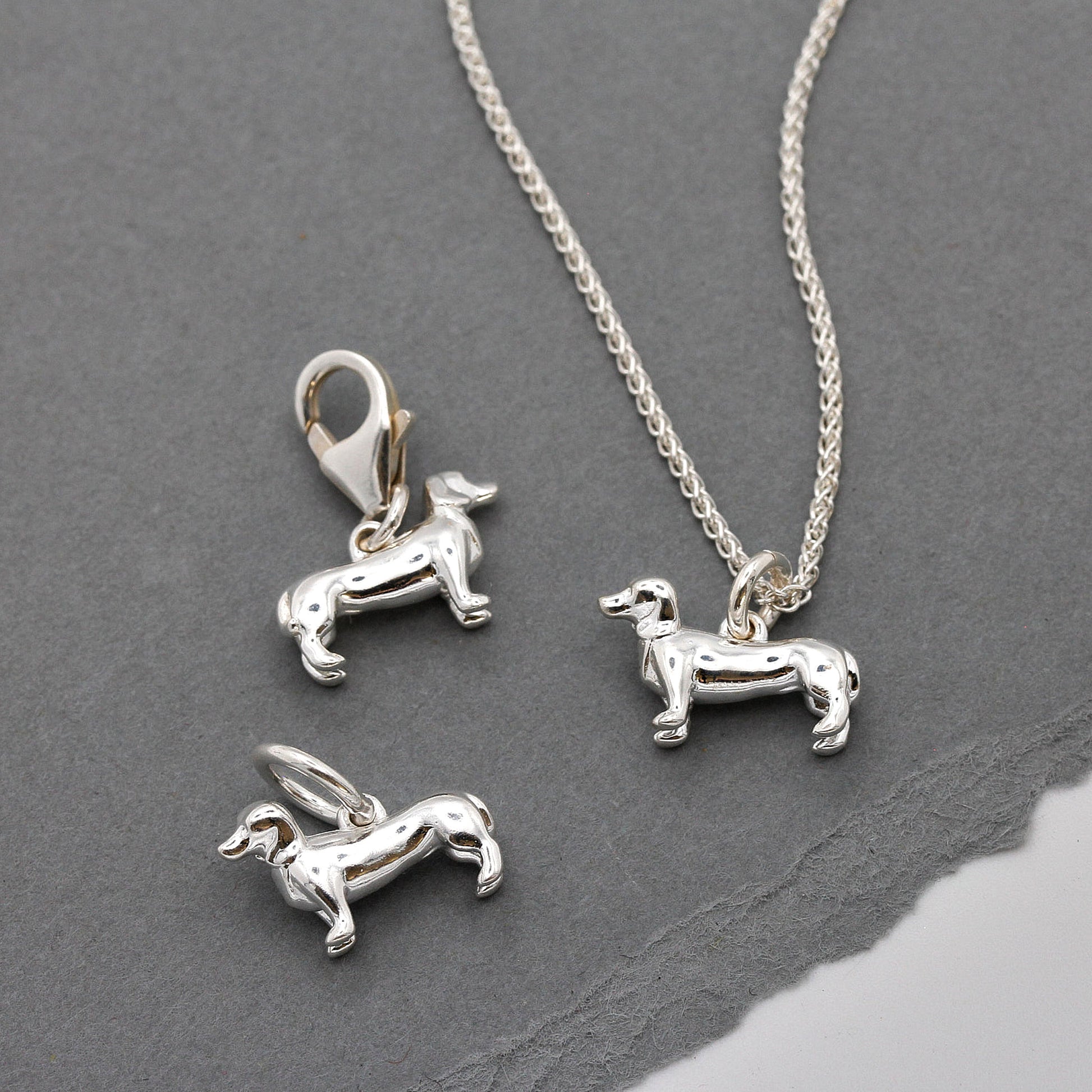 designer sausage dog charms for bracelets or necklaces