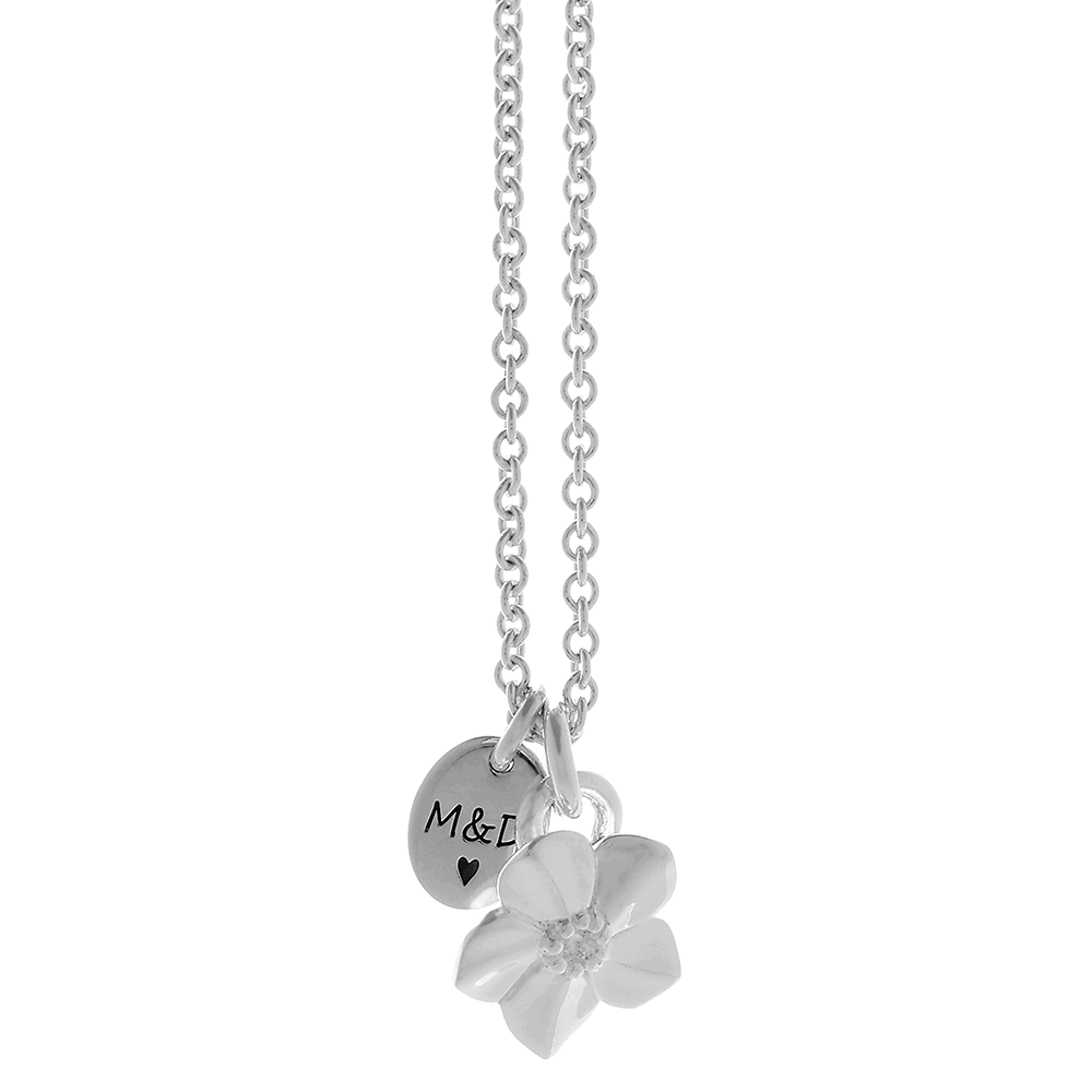everlasting memory forget me not silver personalised engraved necklace memorial gift