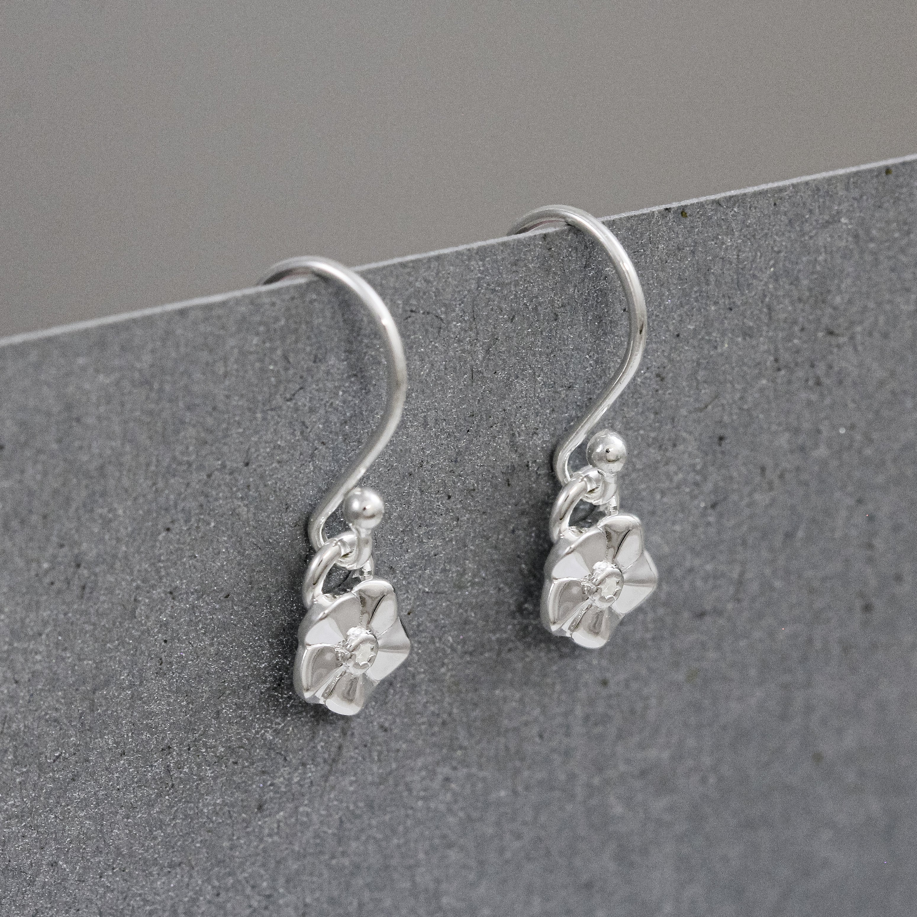tiny forget me not flower hook earrings