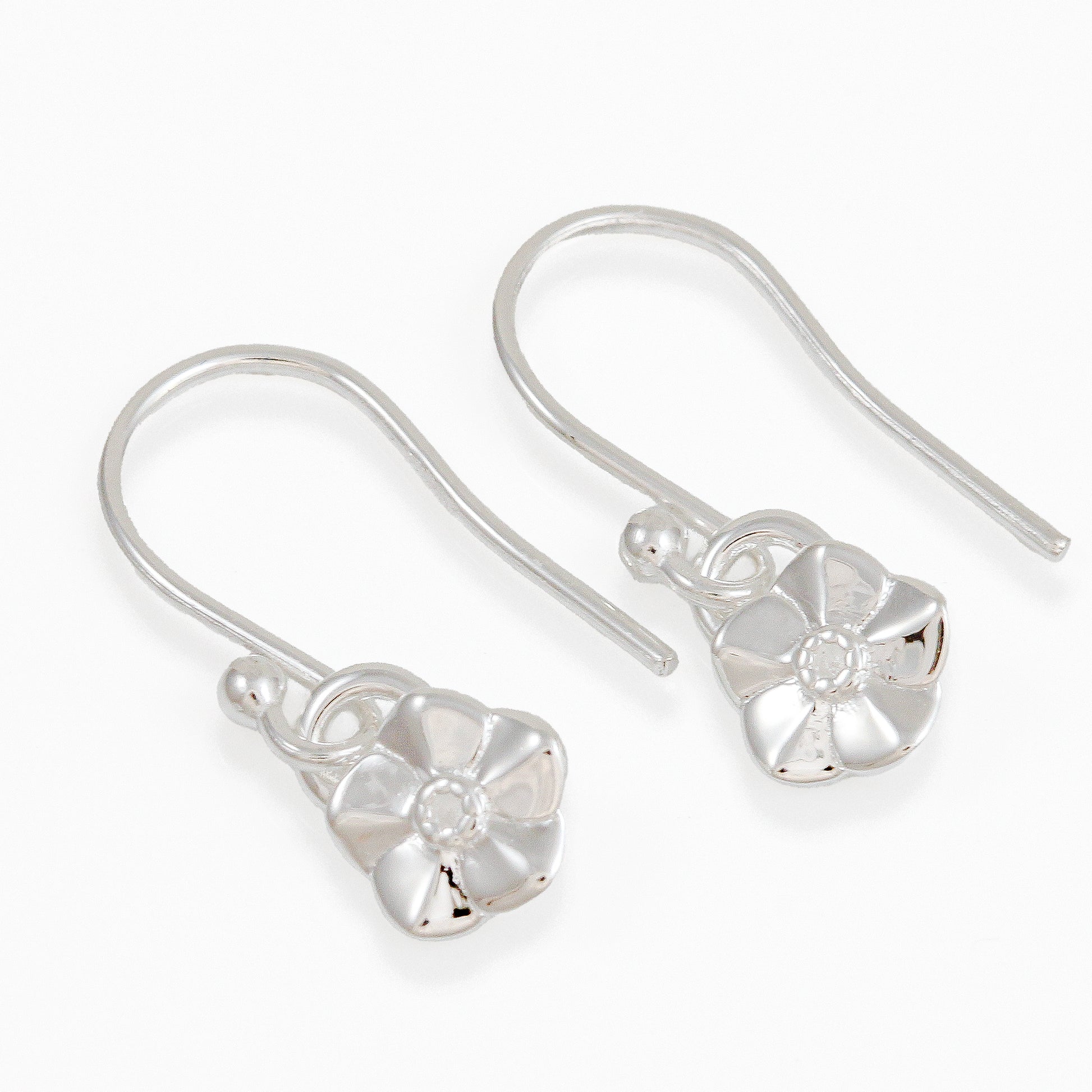 tiny forget me not flower hook earrings