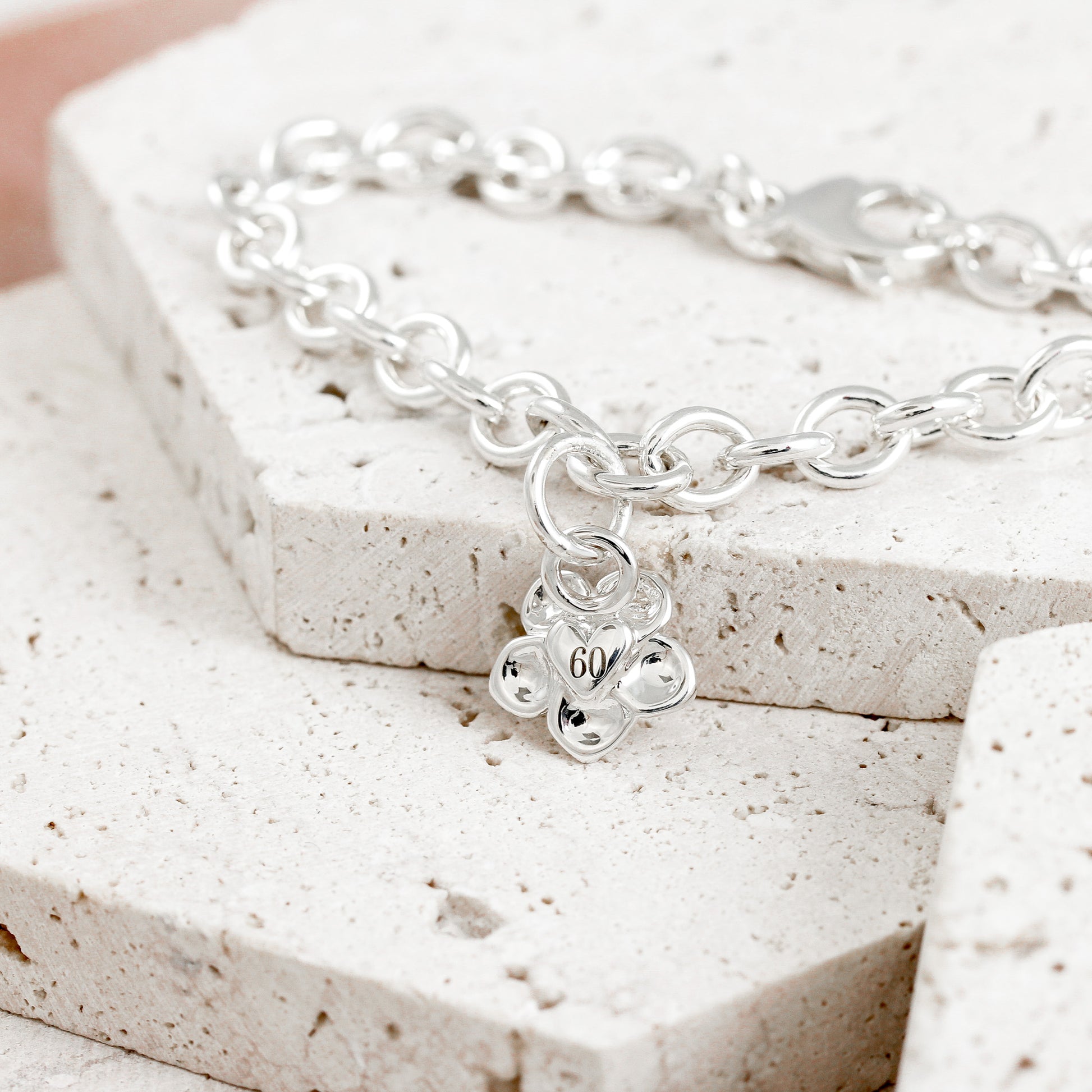 60th birthday forget me not charm bracelet gift