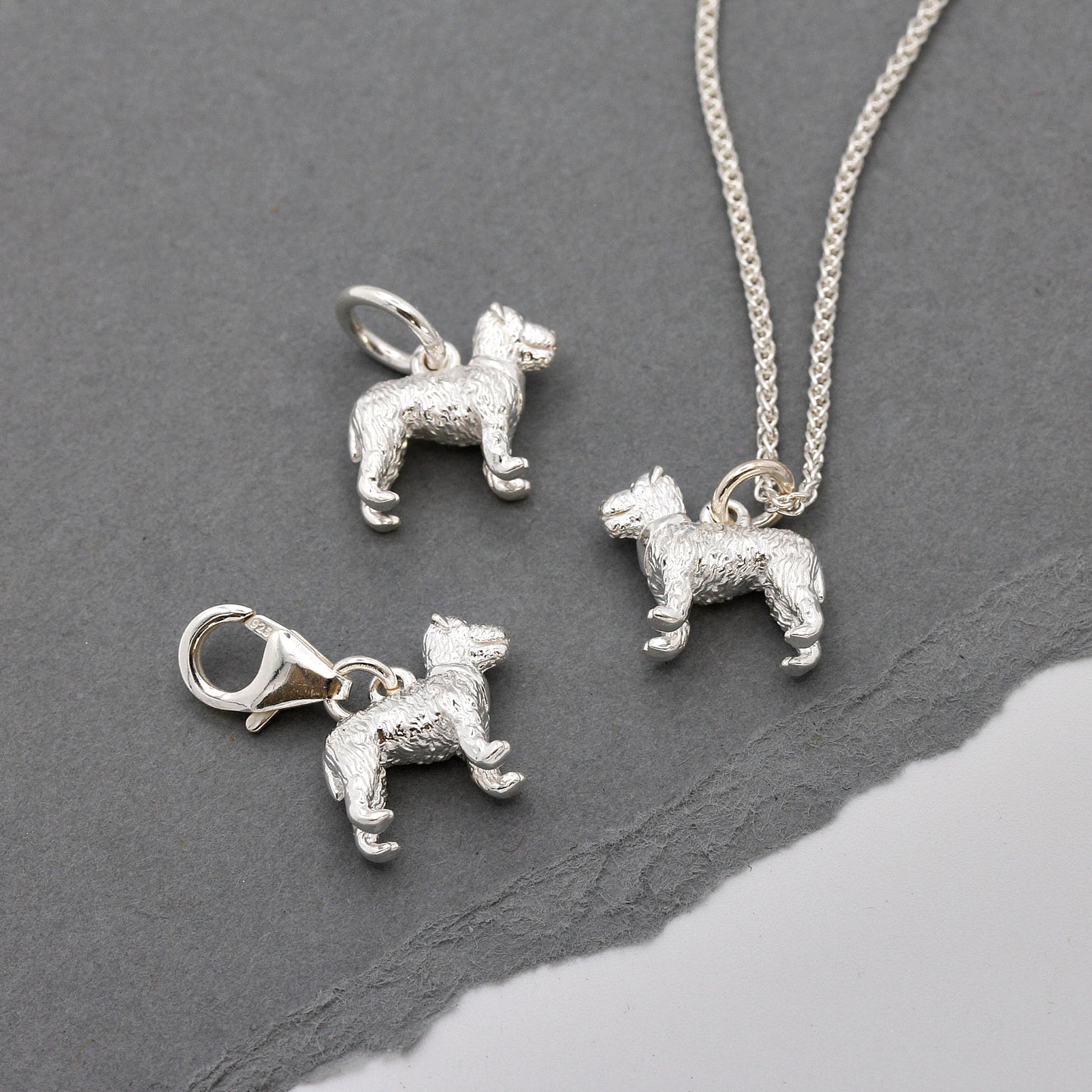 fox terrier dog charms with clip clasp jump ring and necklace chain