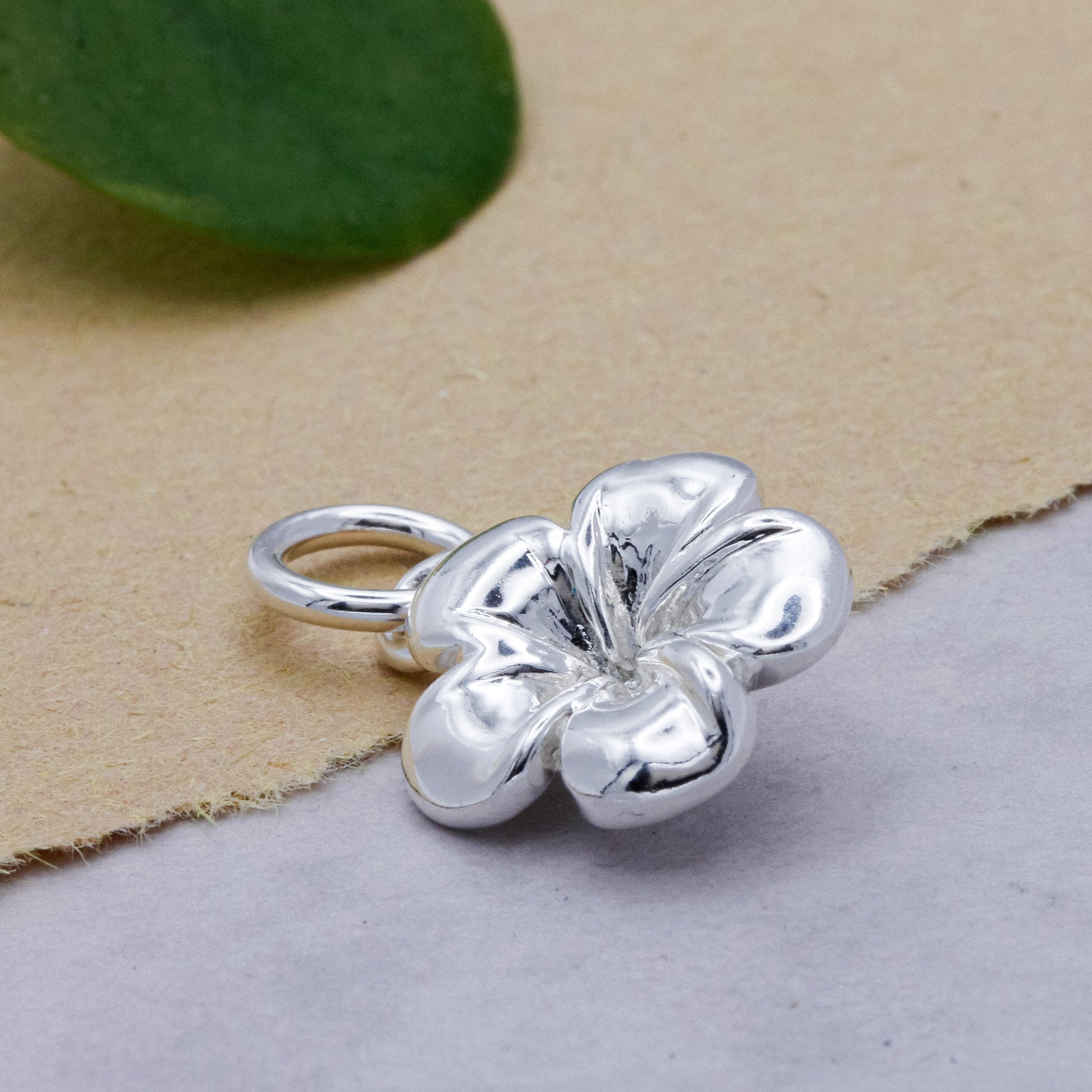 silver frangipani plumeria flower charm
