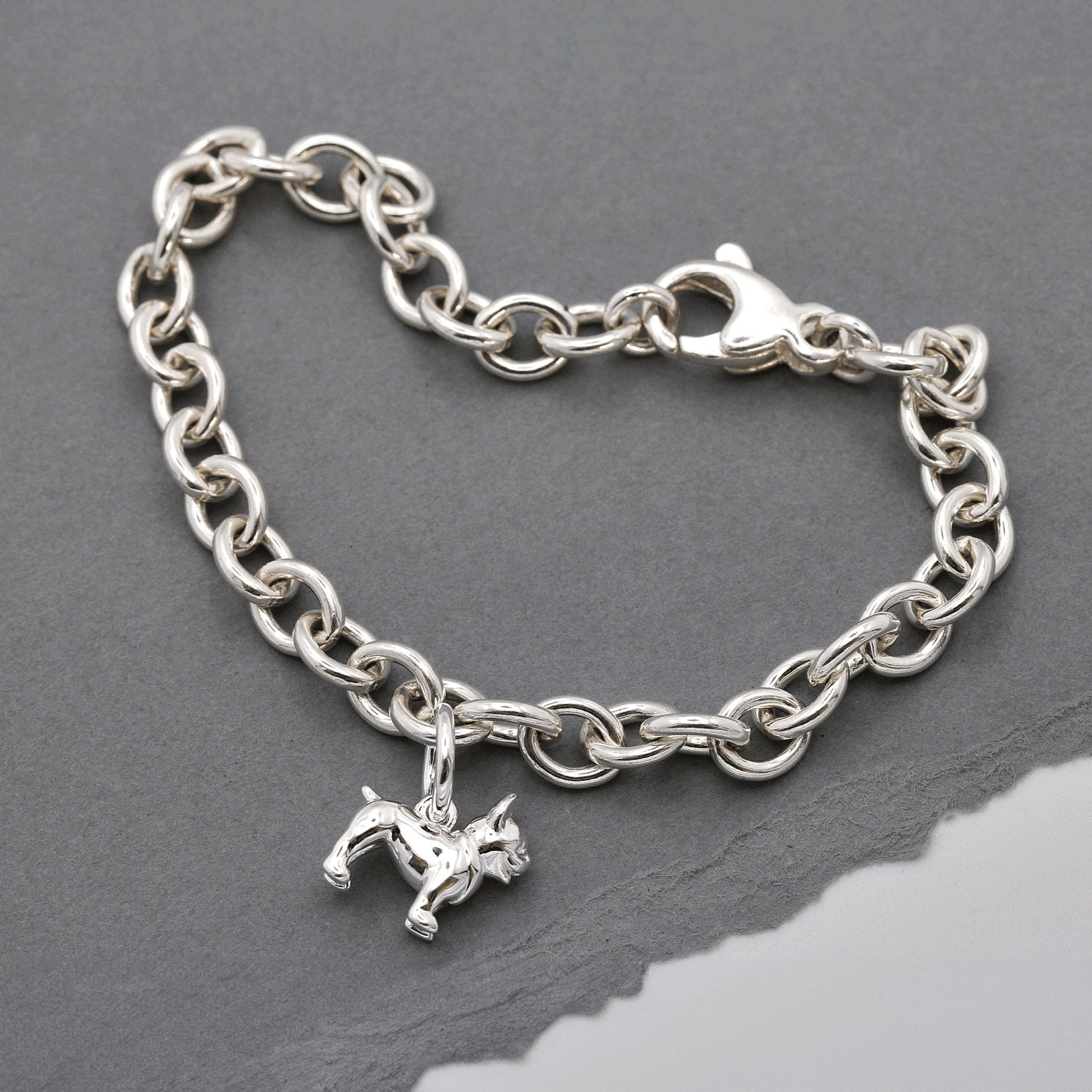 french bulldog silver charm bracelet