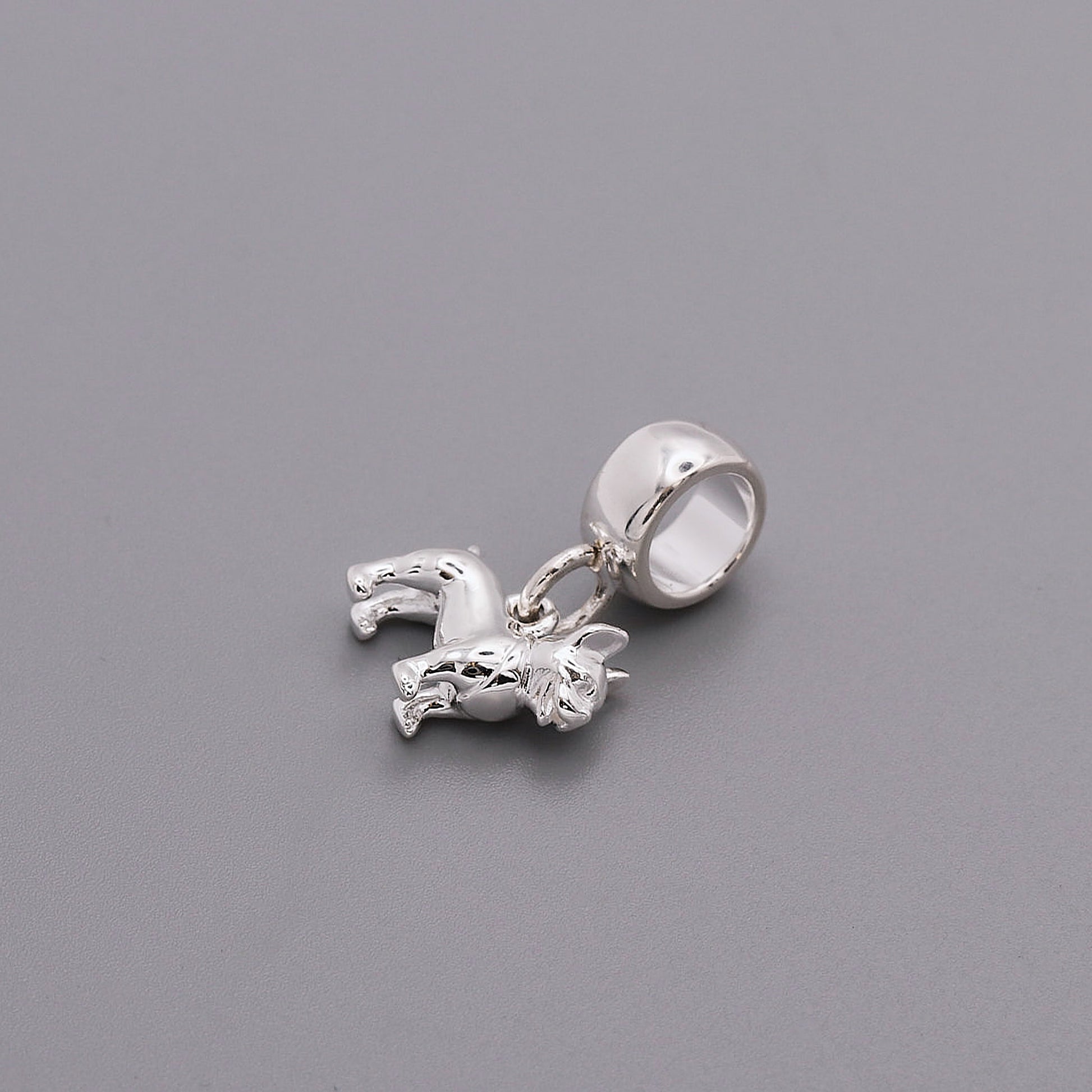 silver french bulldog charm on charm carrier