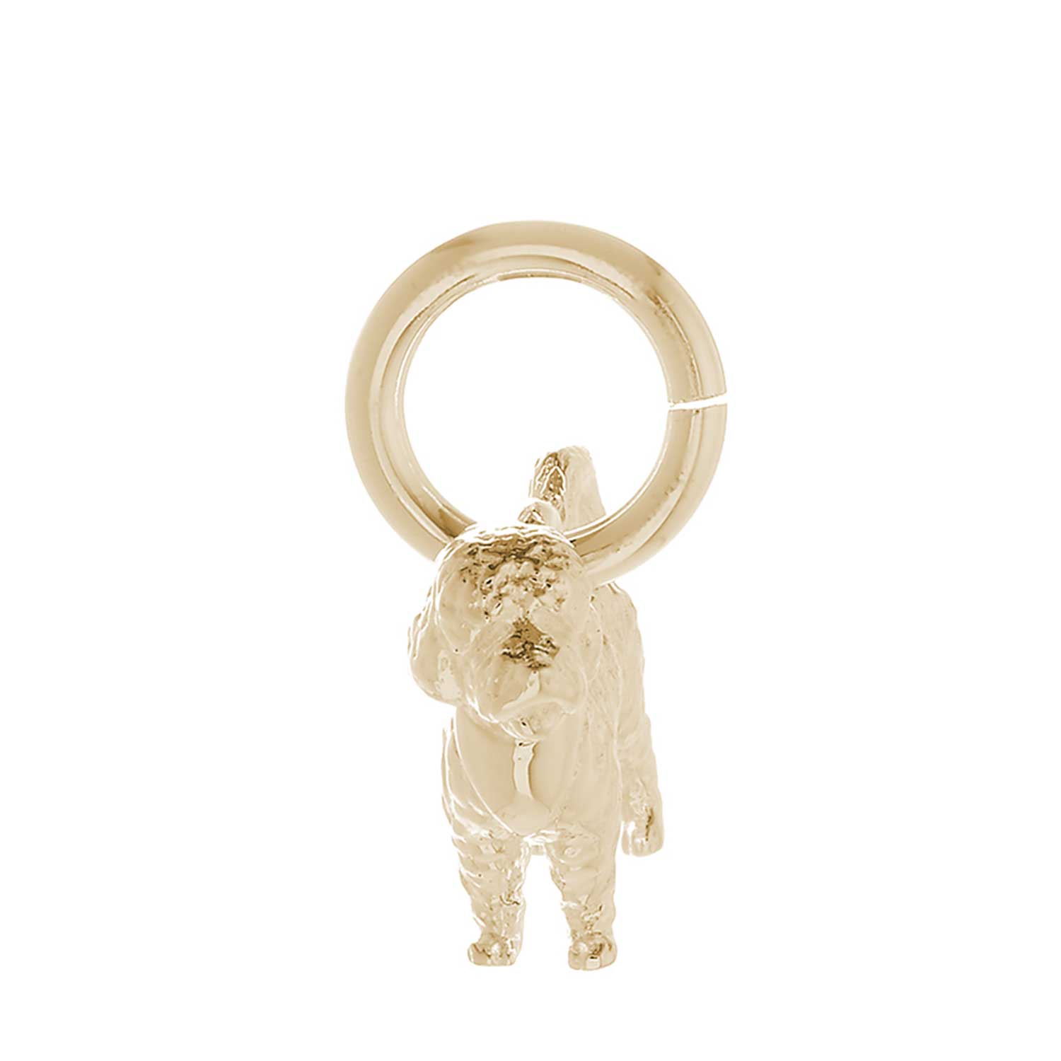 Solid 9ct gold Cavapoo charm with tiny bandana (optional), perfect for a charm bracelet or necklace.