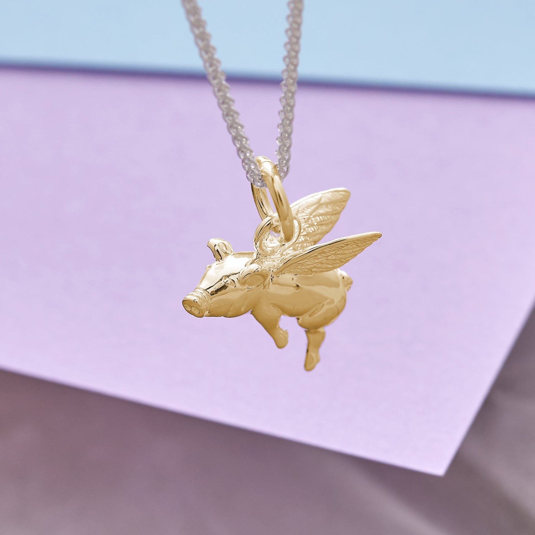 solid gold flying pig charm pigs might fly