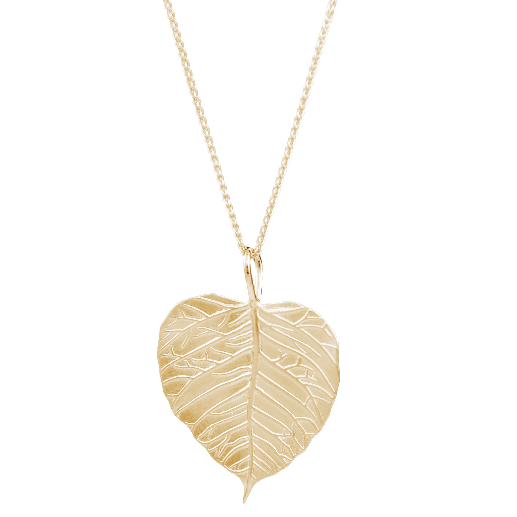 Large Leaf Gold Plated Silver Necklace