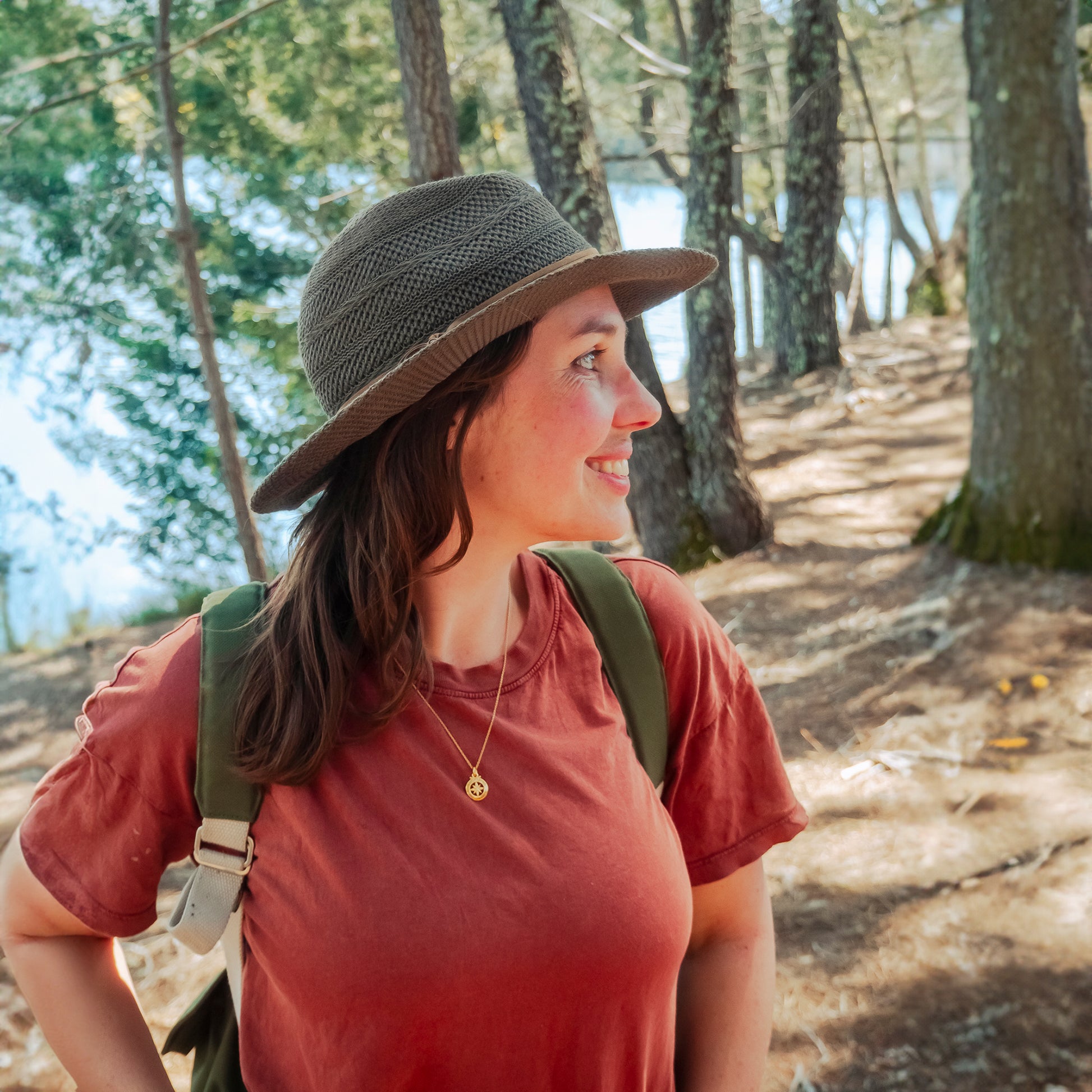small gold compass necklace